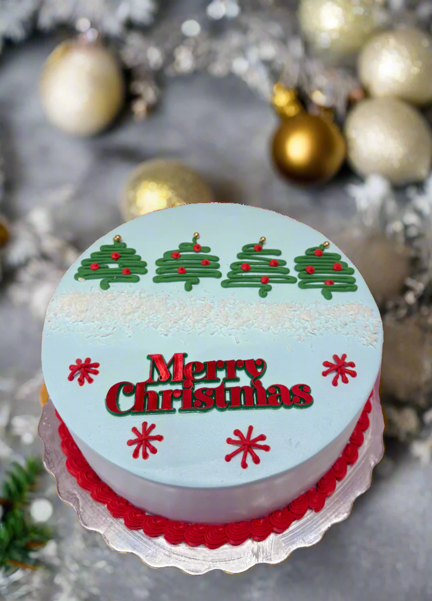 Blue & Red Christmas Cake - Image 3