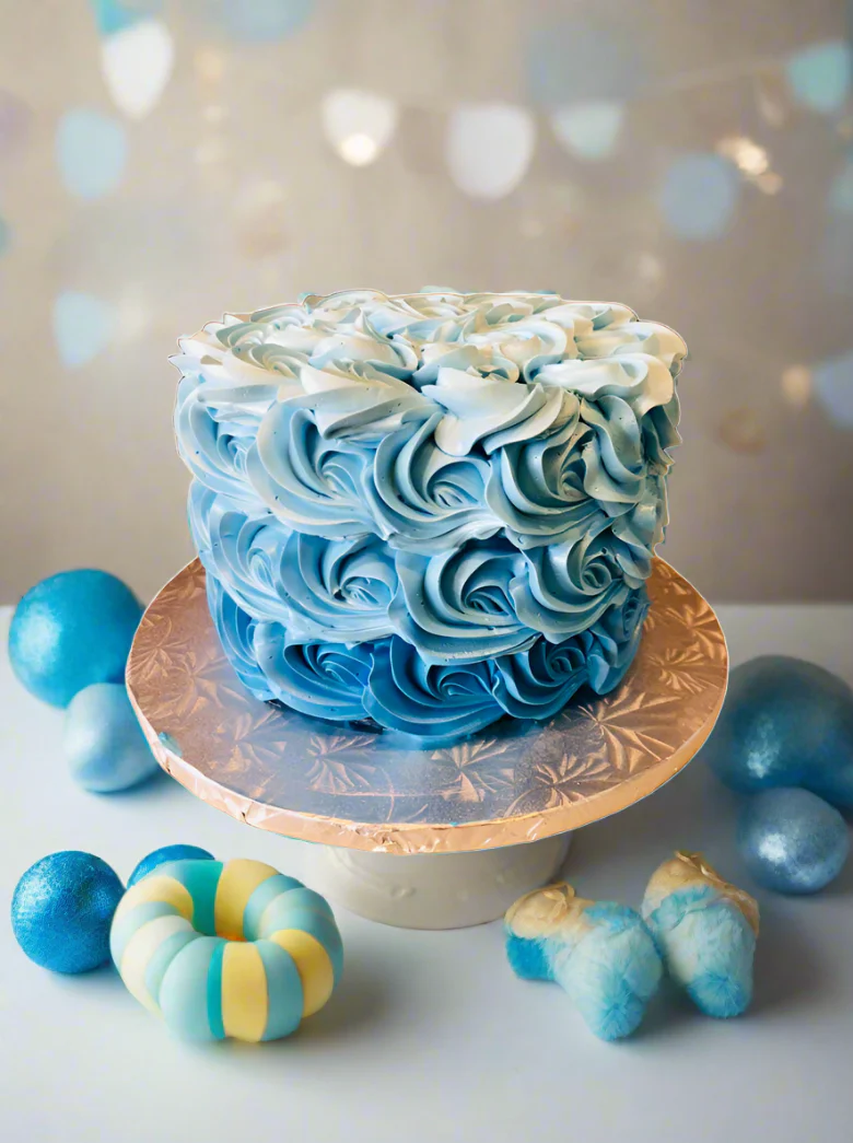 Blue Rosette Smash Cake - Image 5