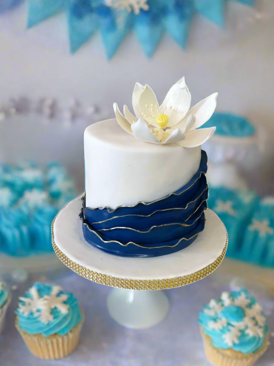 Blue Ruffle Fondant Cake - Image 2