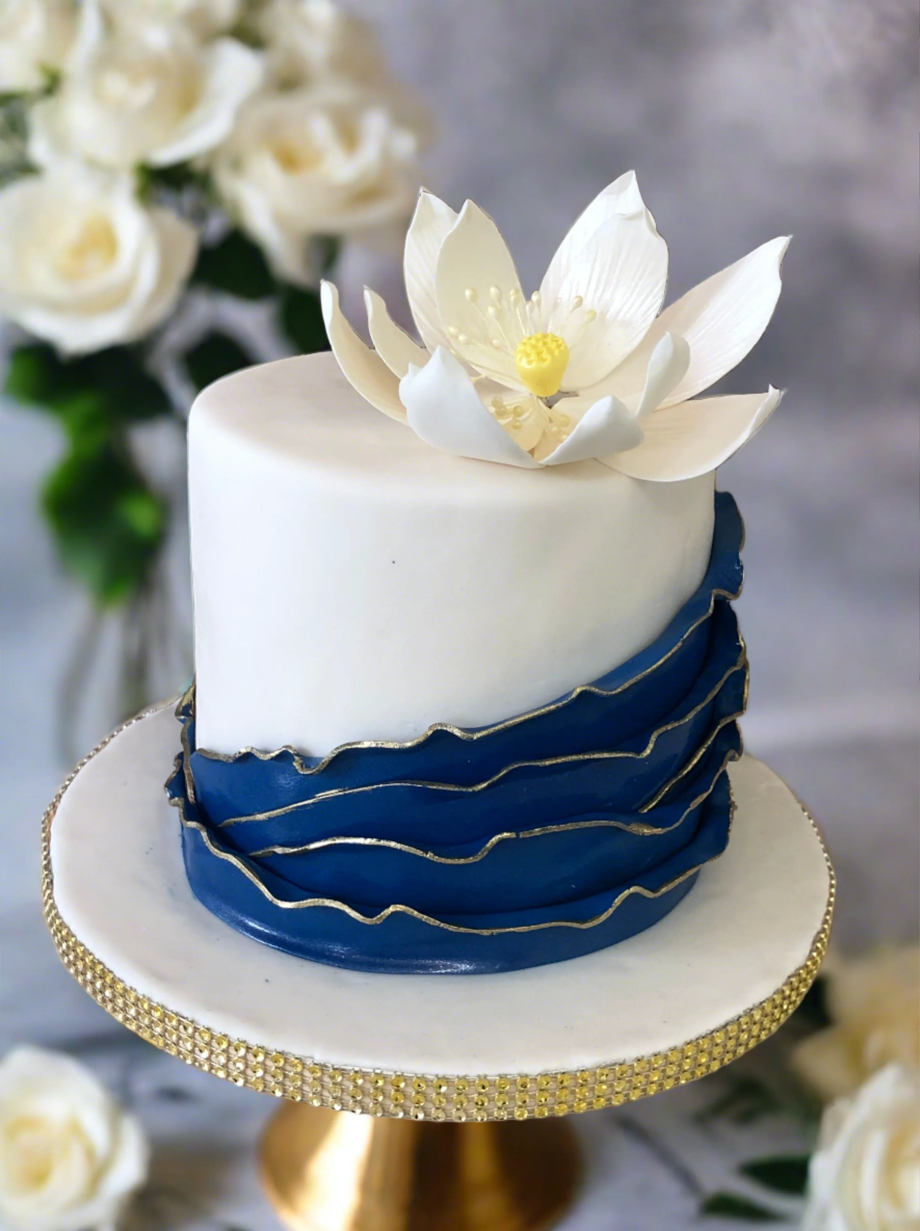 Blue Ruffle Fondant Cake - Image 4