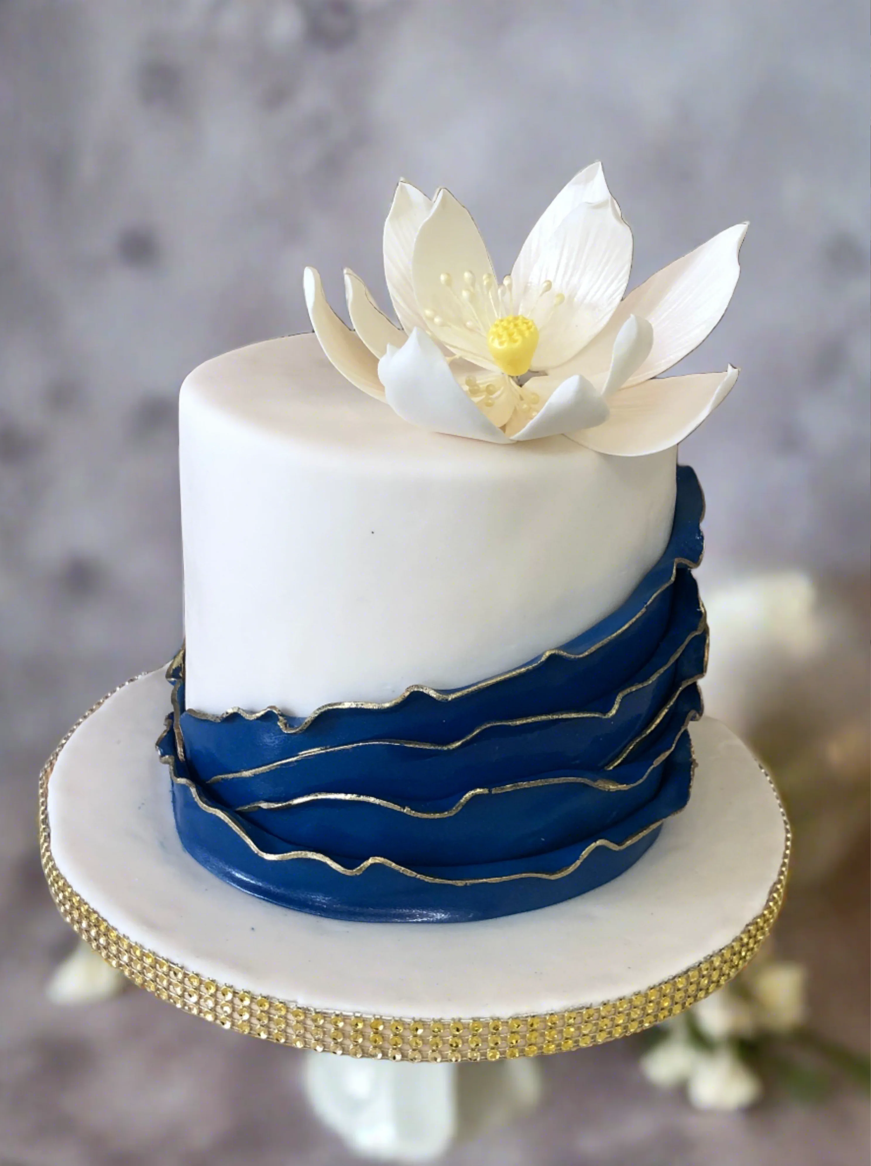 Blue Ruffle Fondant Cake - Image 5