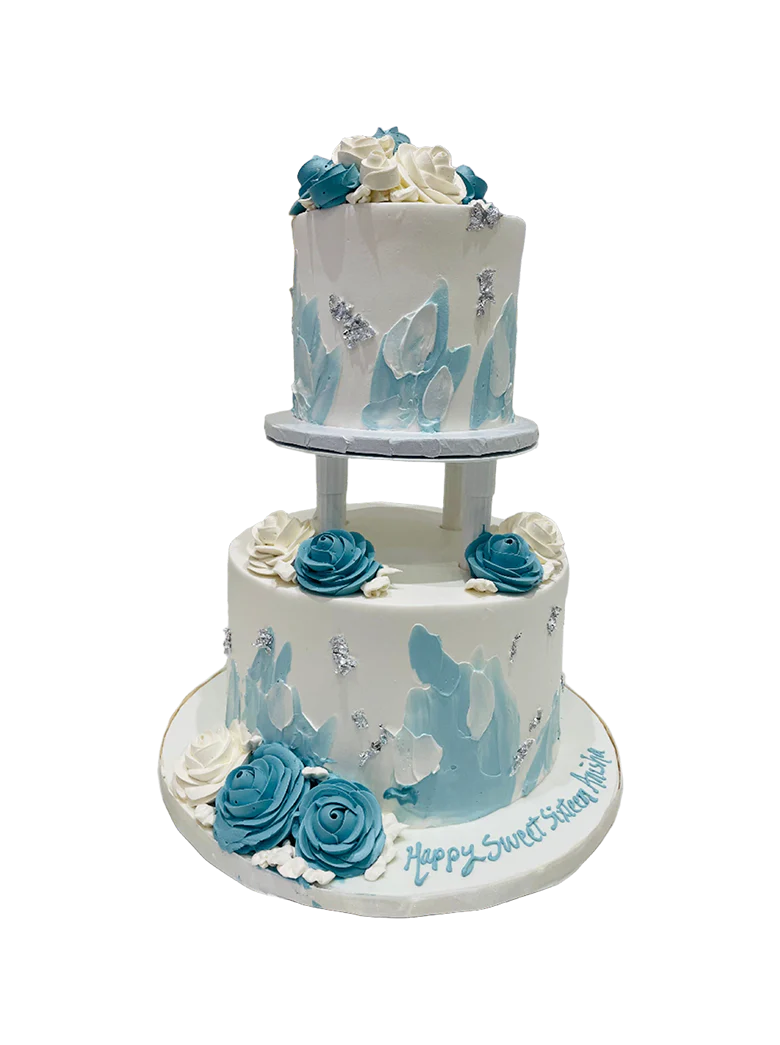 Blue & Silver Birthday Cake