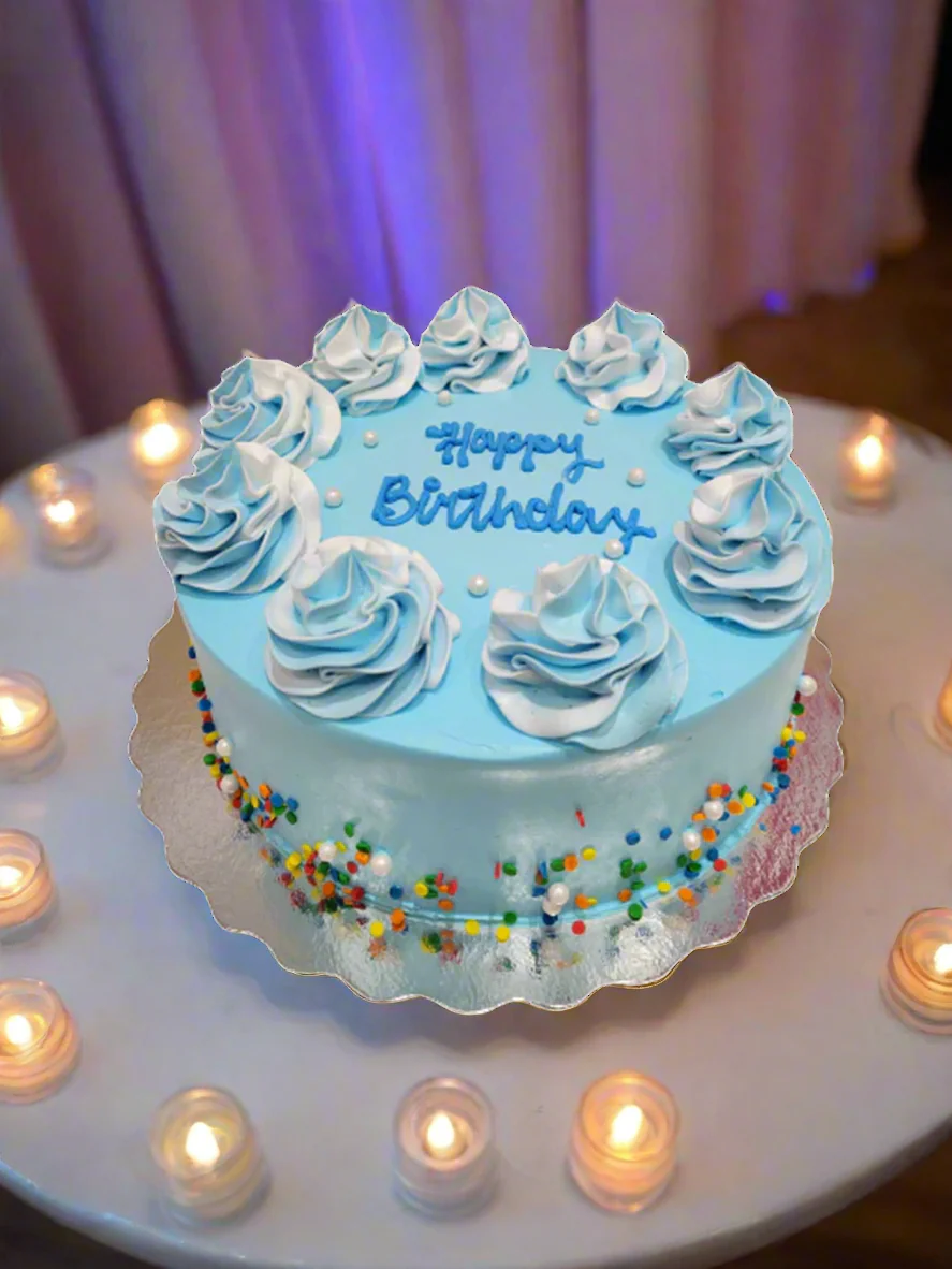 Blue Swirls Rosette Cake - Image 3