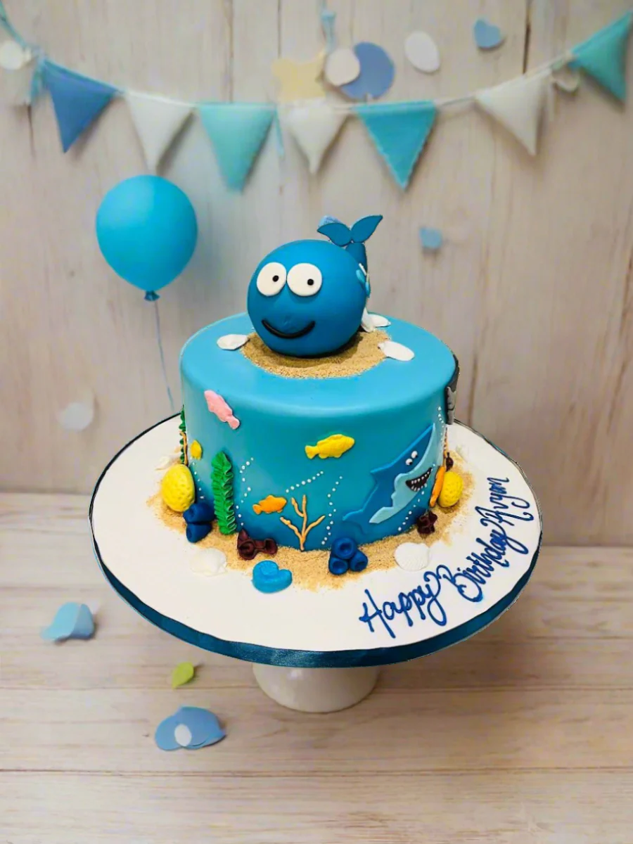 Blue Whale Shark Fondant Cake - Image 2