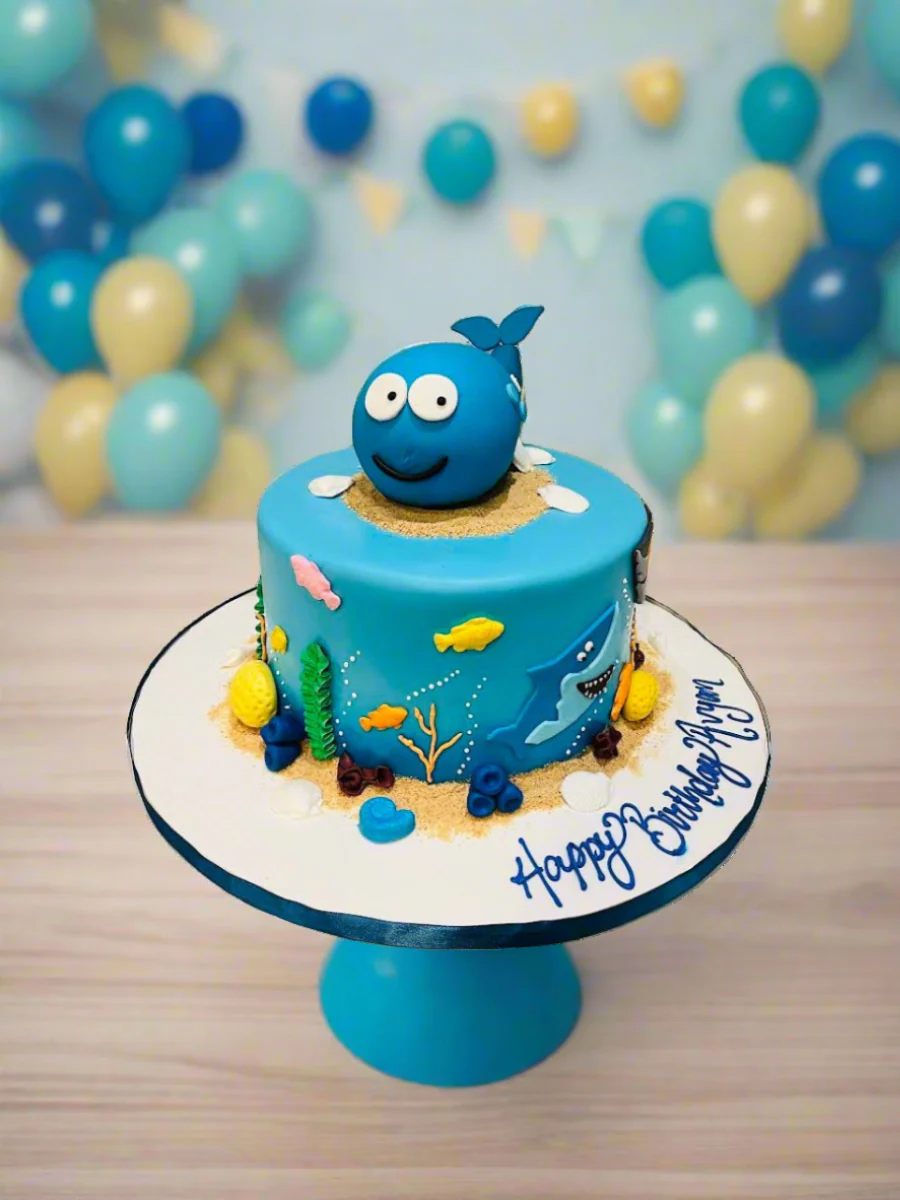 Blue Whale Shark Fondant Cake - Image 3