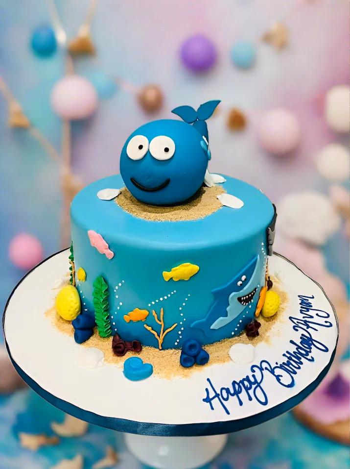 Blue Whale Shark Fondant Cake - Image 4