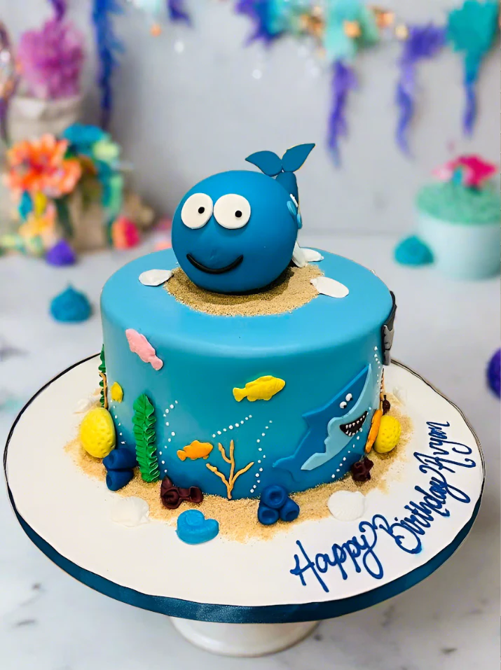 Blue Whale Shark Fondant Cake - Image 5