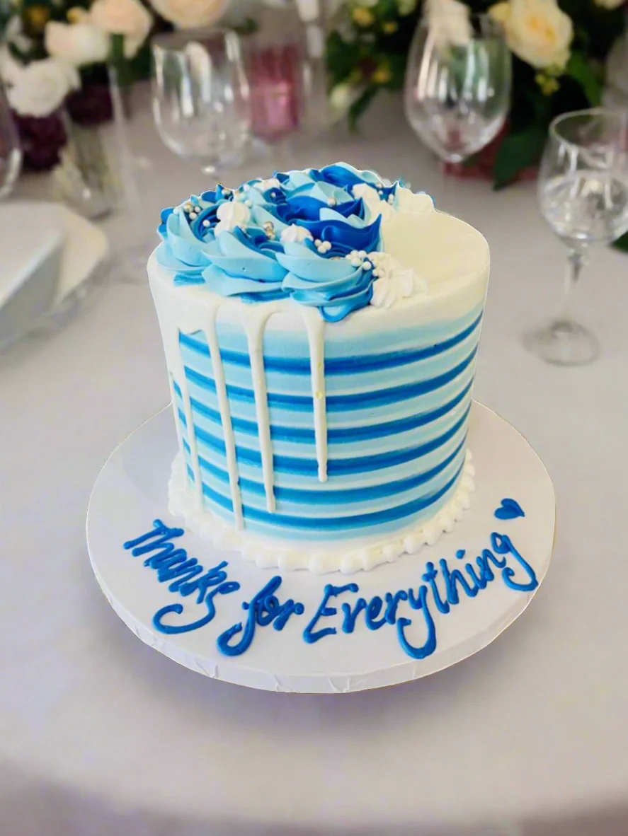 Blue & White Birthday Cake - Image 2