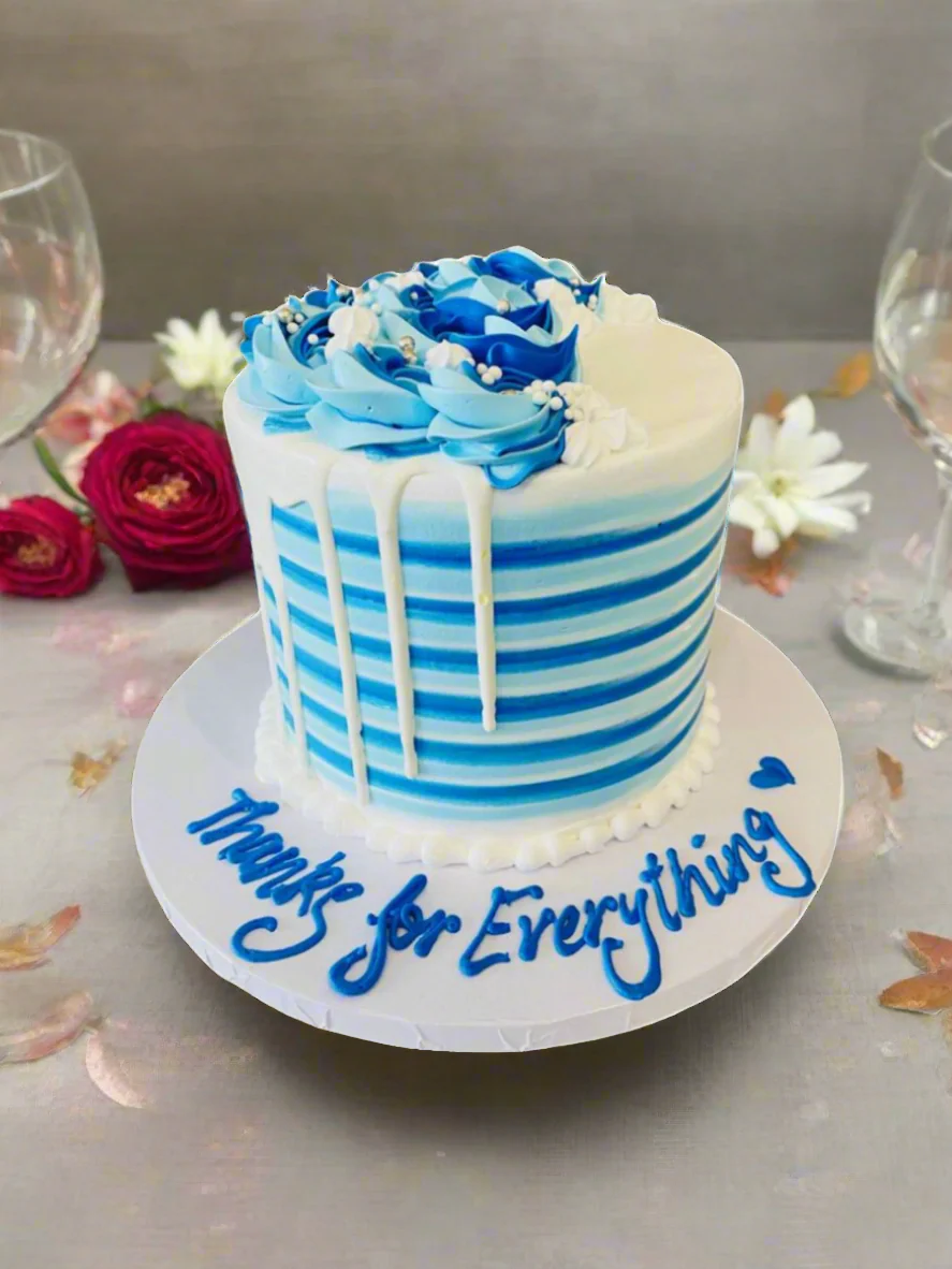 Blue & White Birthday Cake - Image 3