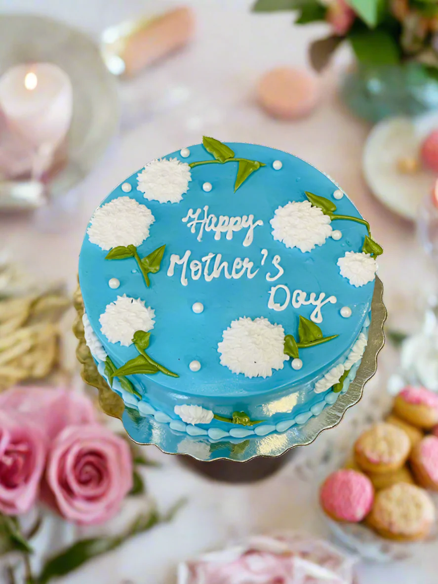 Blue & White Mothers Day Cake - Image 3
