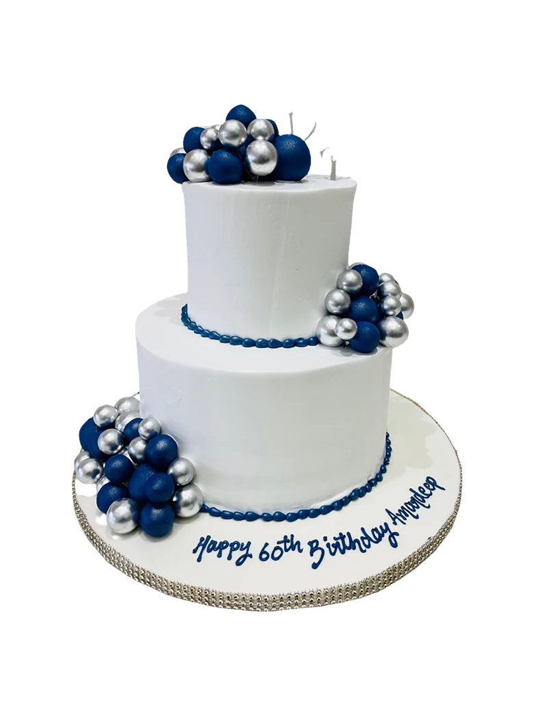 Blue & White Tiered Cake