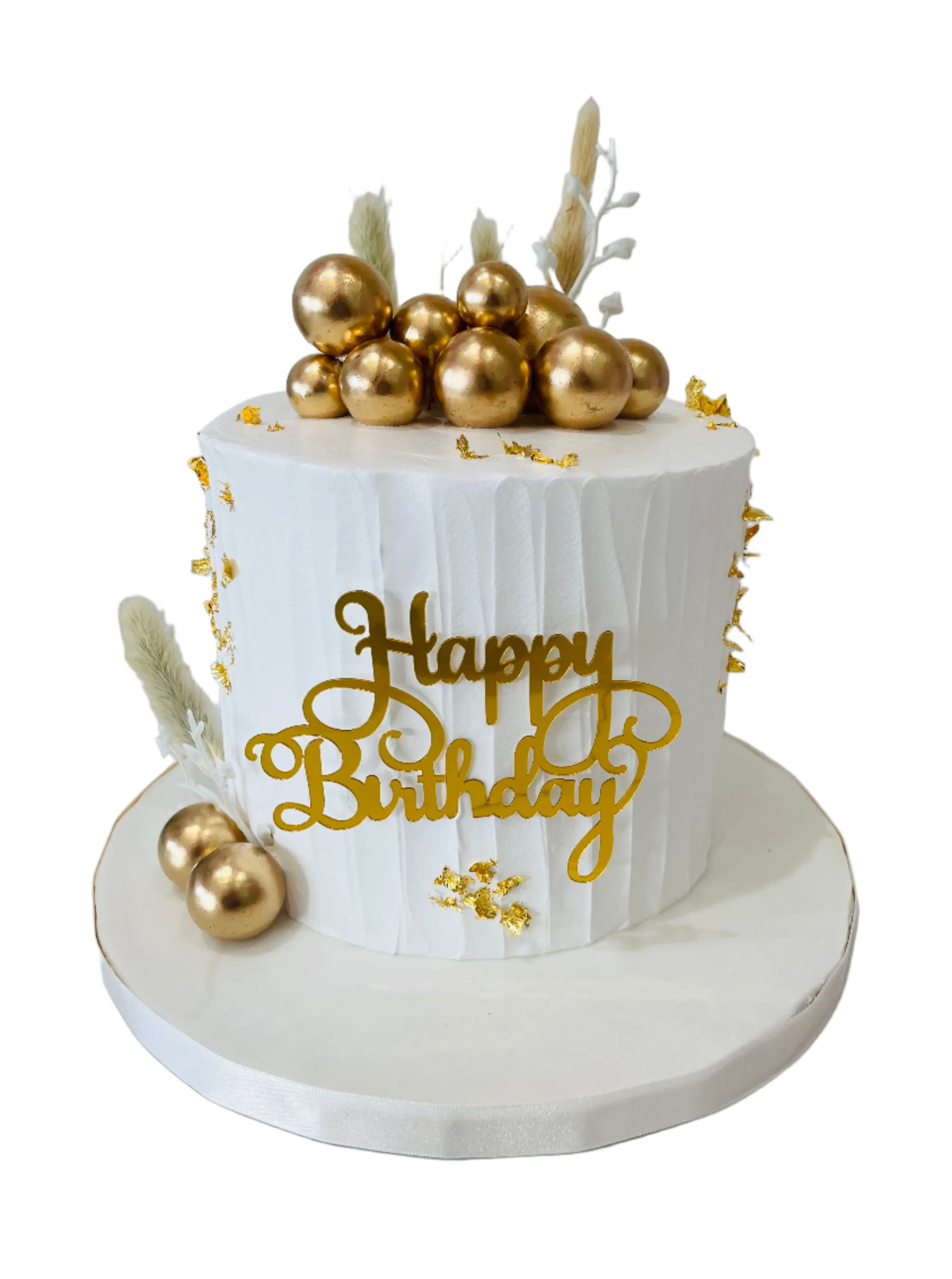 Boho White & Golden Cream Cake - Image 3