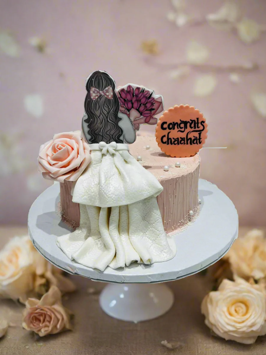 Bride Peach Floral Cake - Image 2
