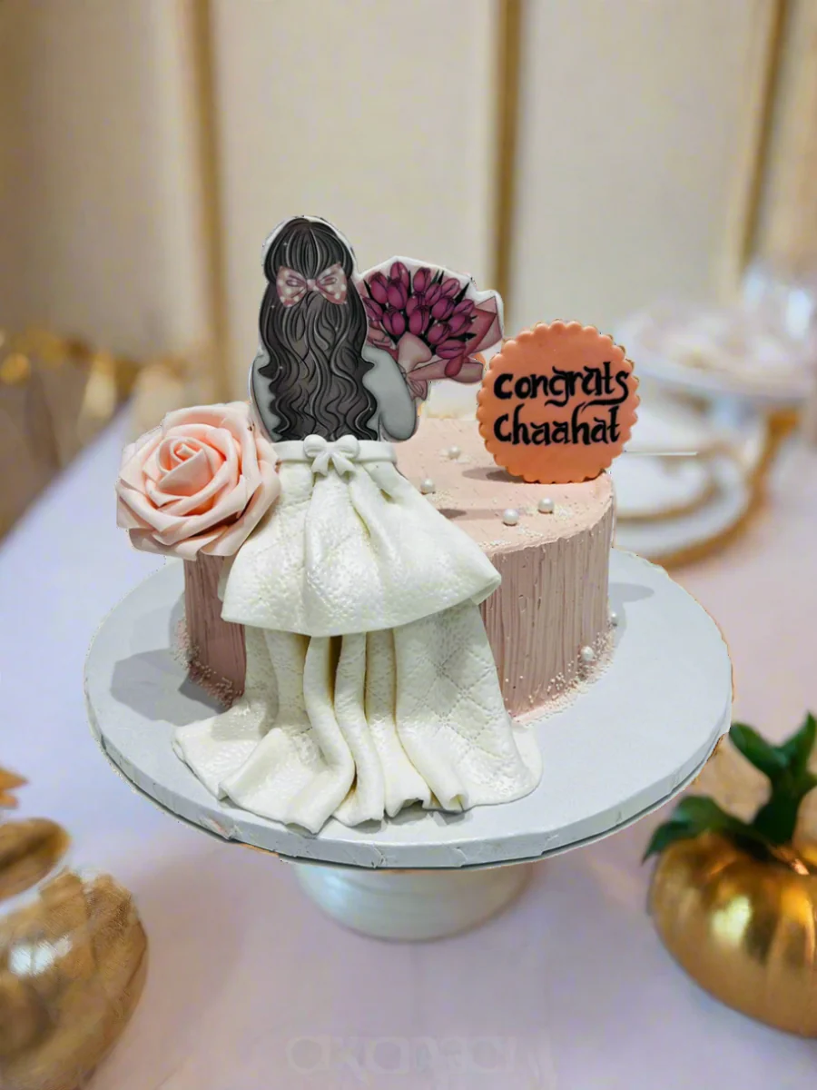 Bride Peach Floral Cake - Image 3