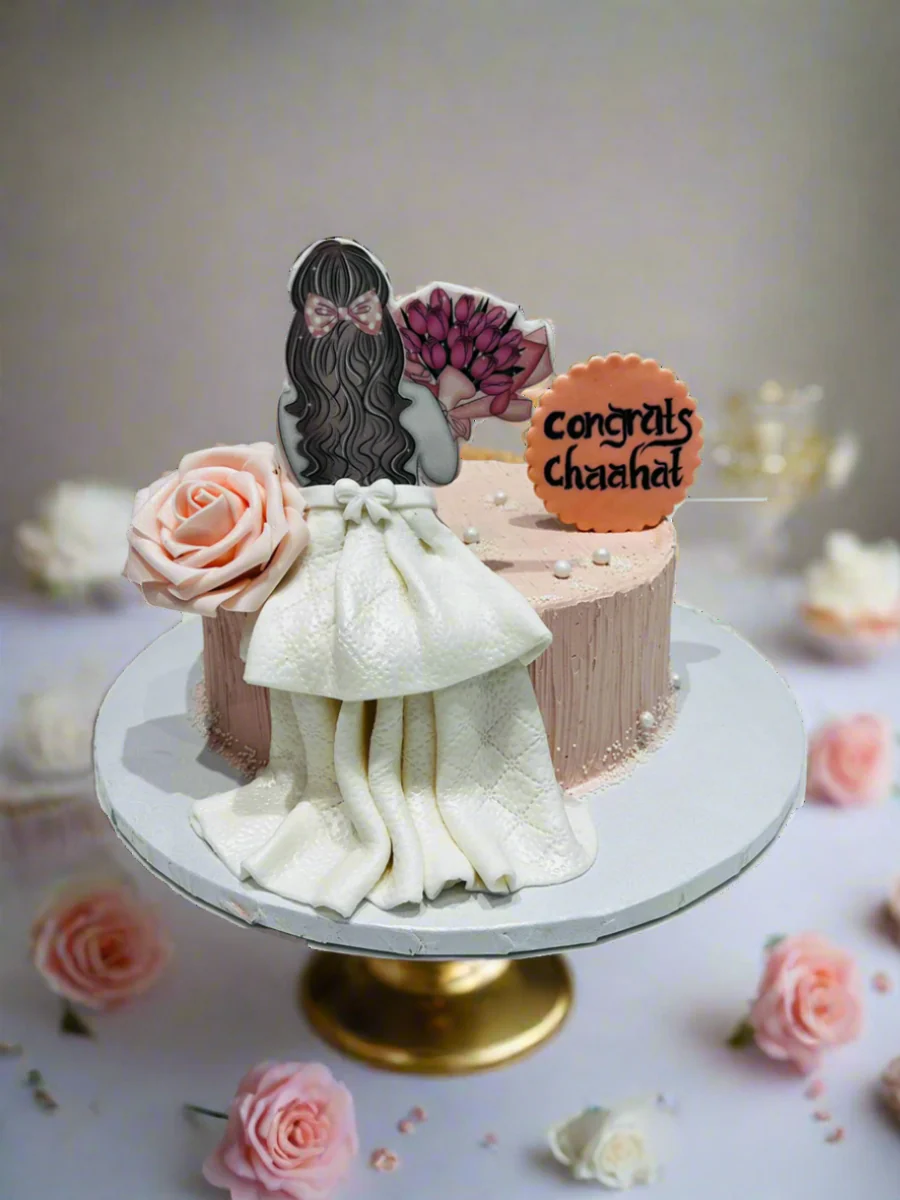 Bride Peach Floral Cake - Image 4