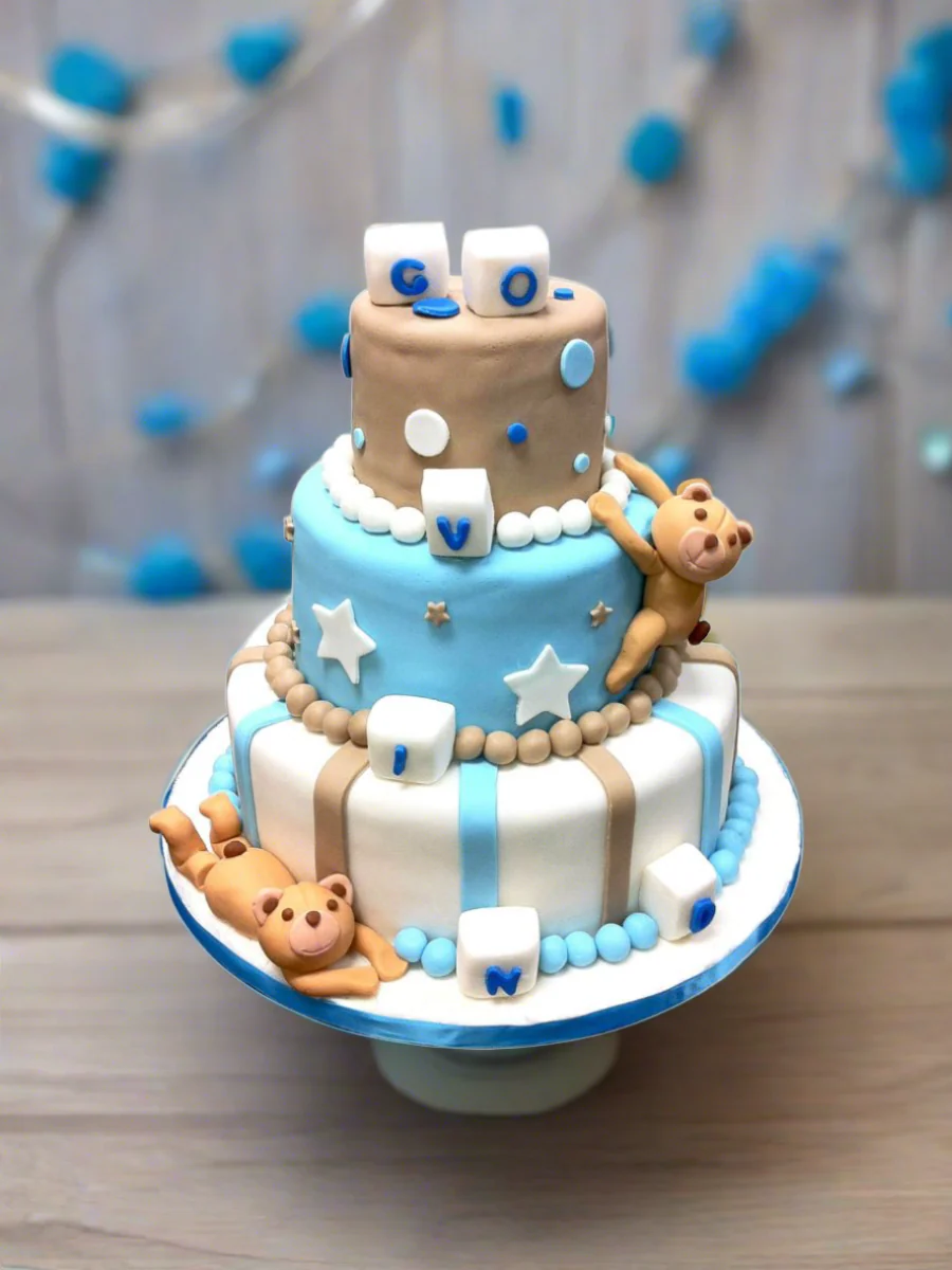 Adorable Brown Baby Bear Celebration Cake - Image 4