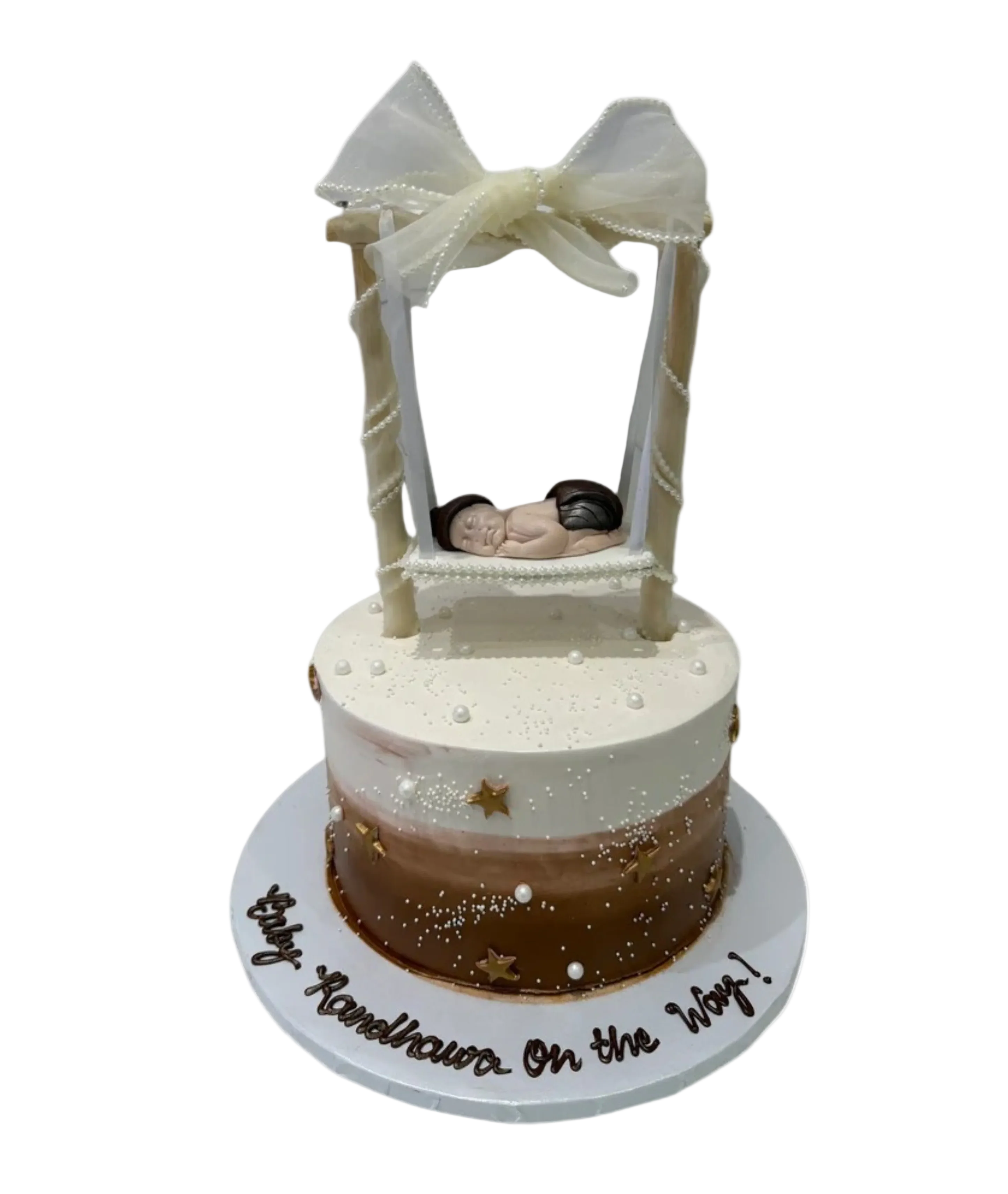 Brown Baby Cradle Cream Cake