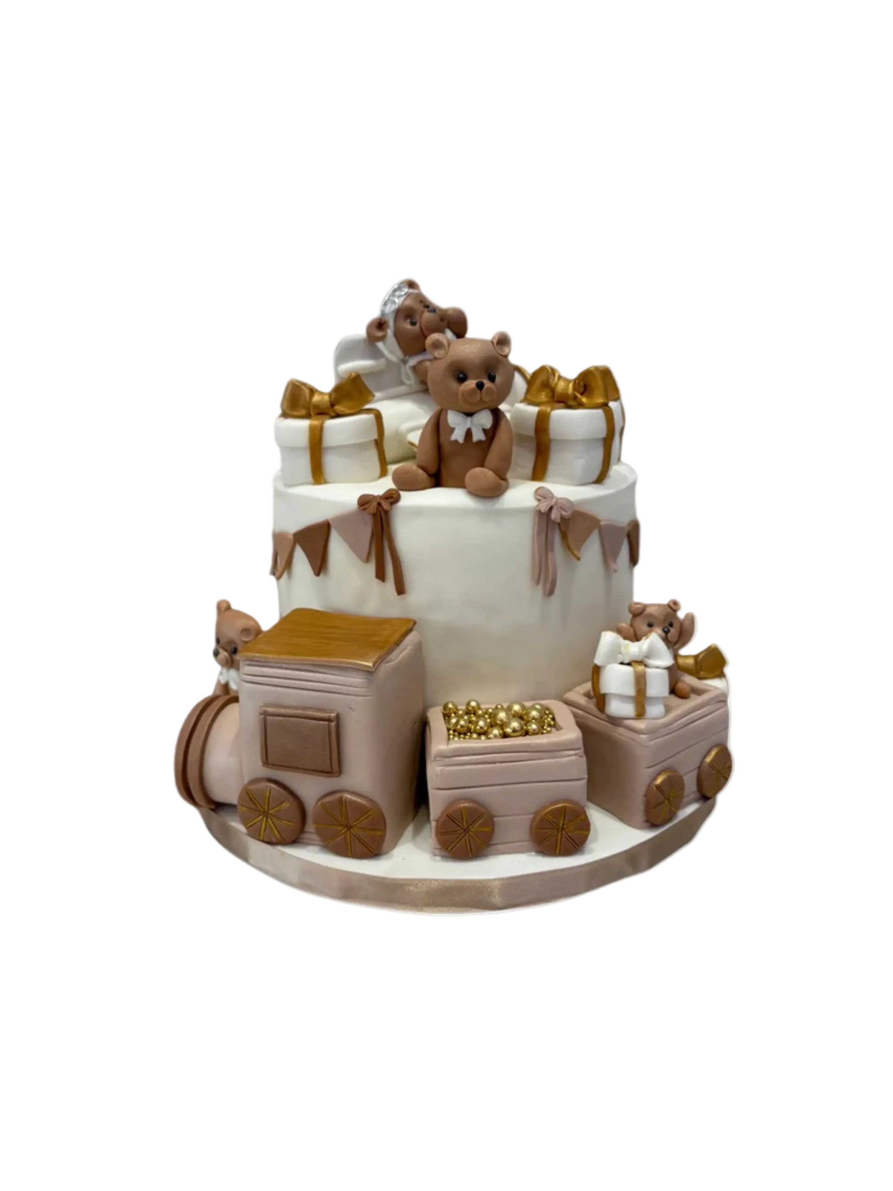 Brown Ivory Teddy Fondant Cake