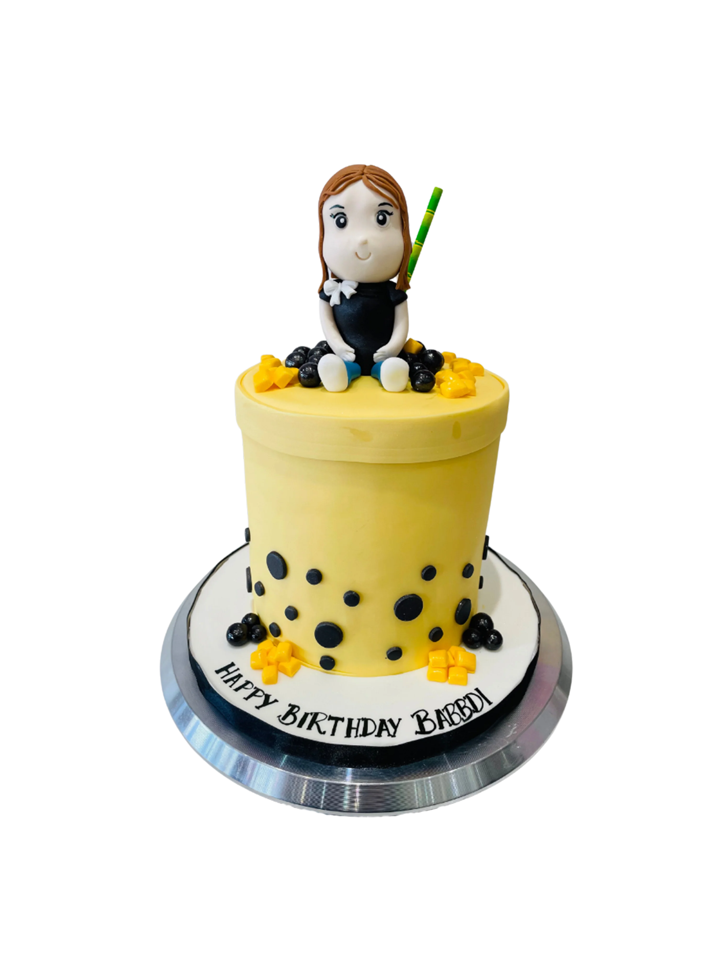 Bubble Tea Lover Fondant Cake