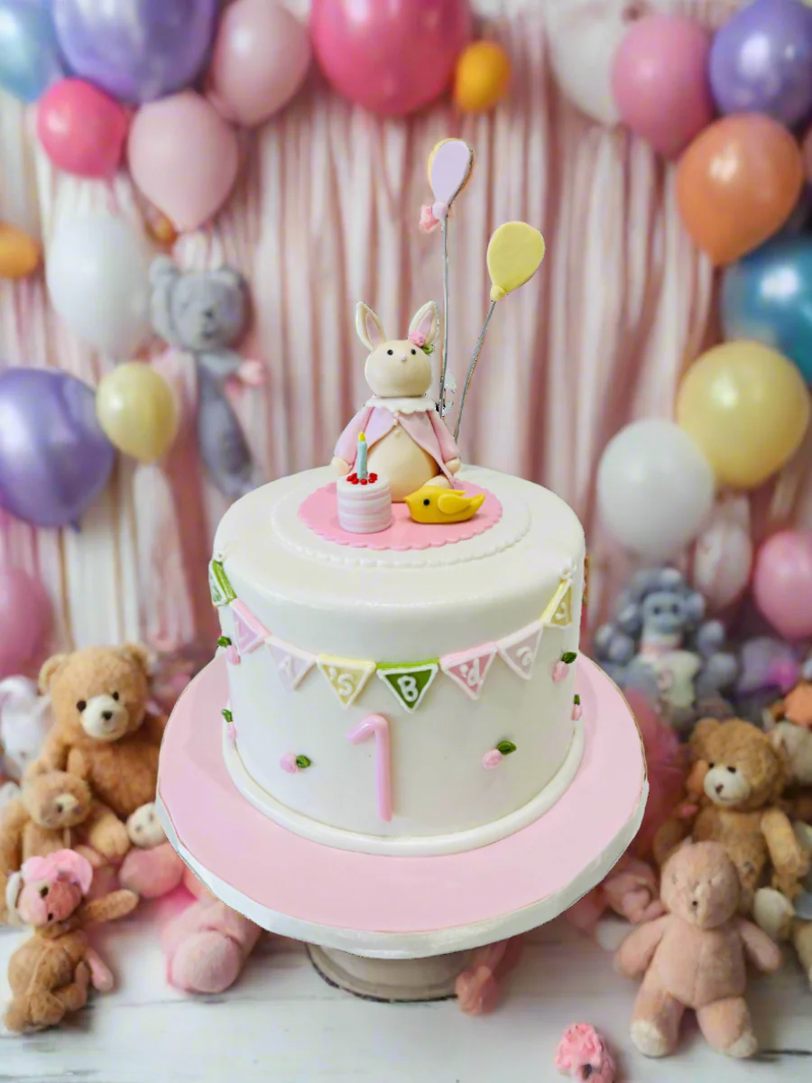Bunny Birthday Fondant Cake - Image 2