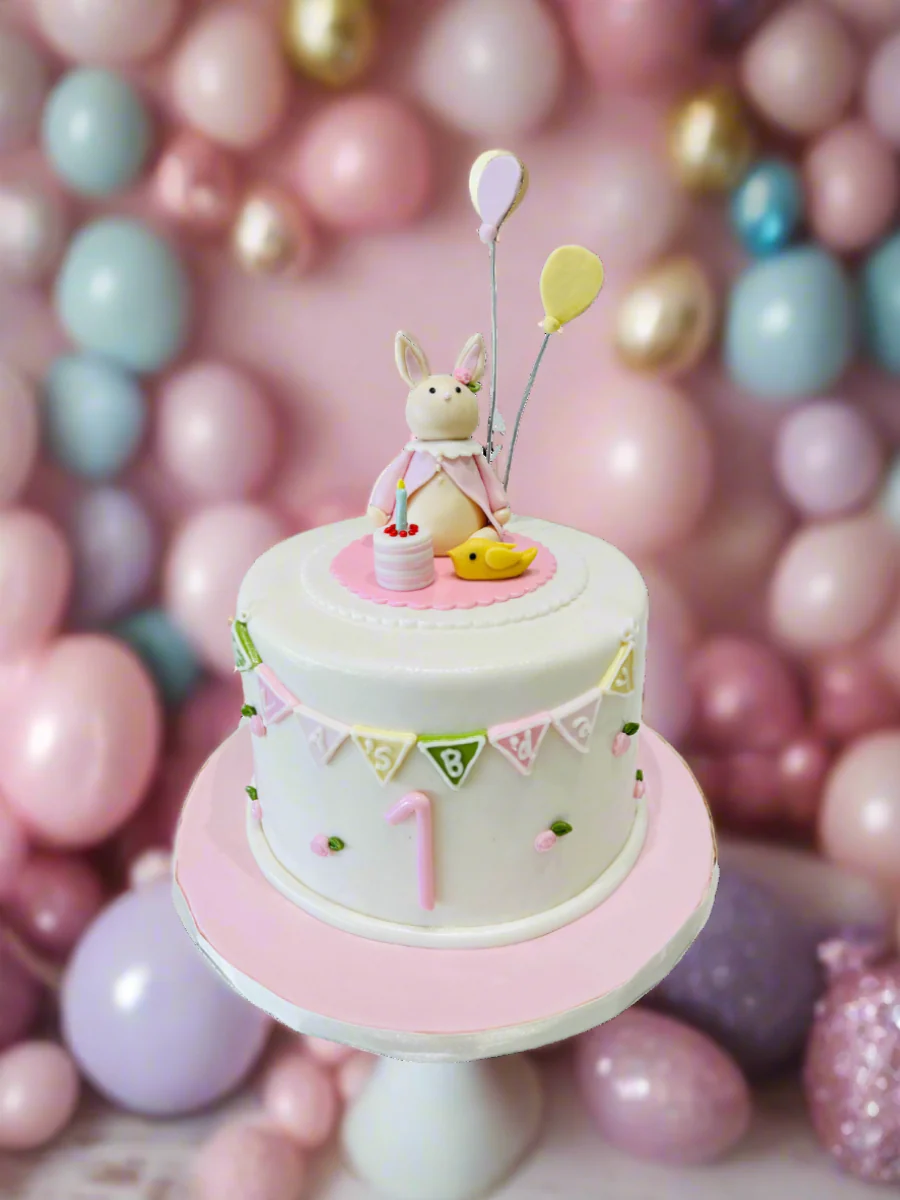 Bunny Birthday Fondant Cake - Image 3