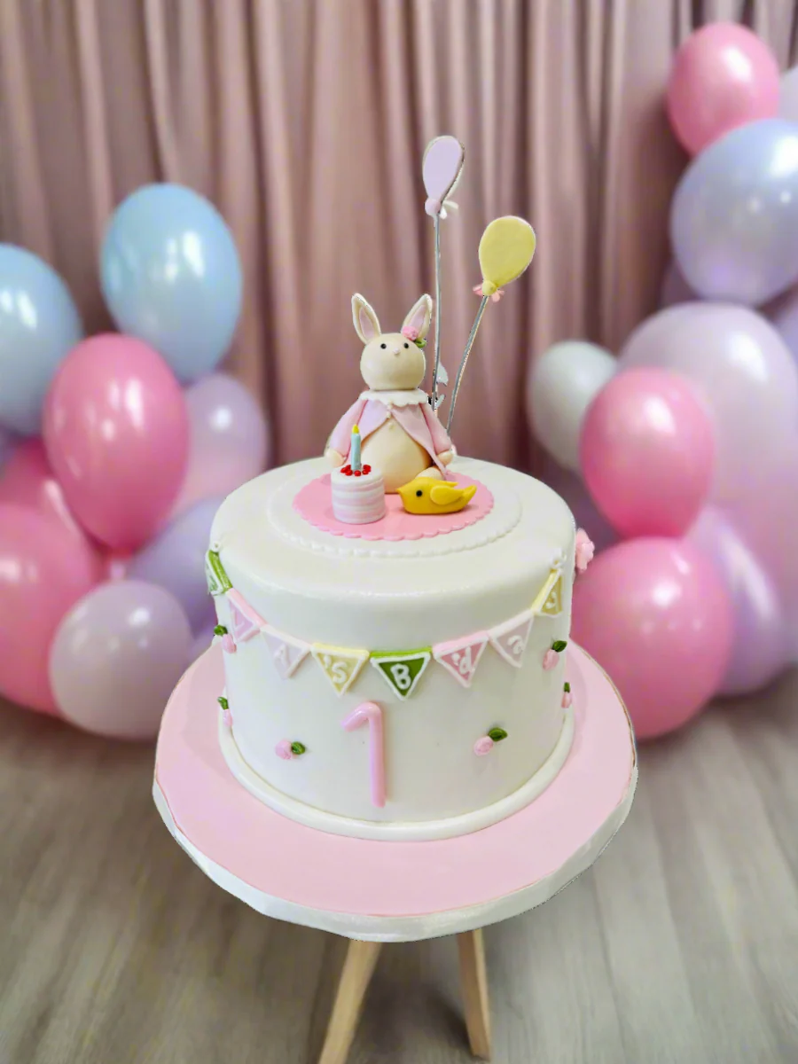 Bunny Birthday Fondant Cake - Image 5