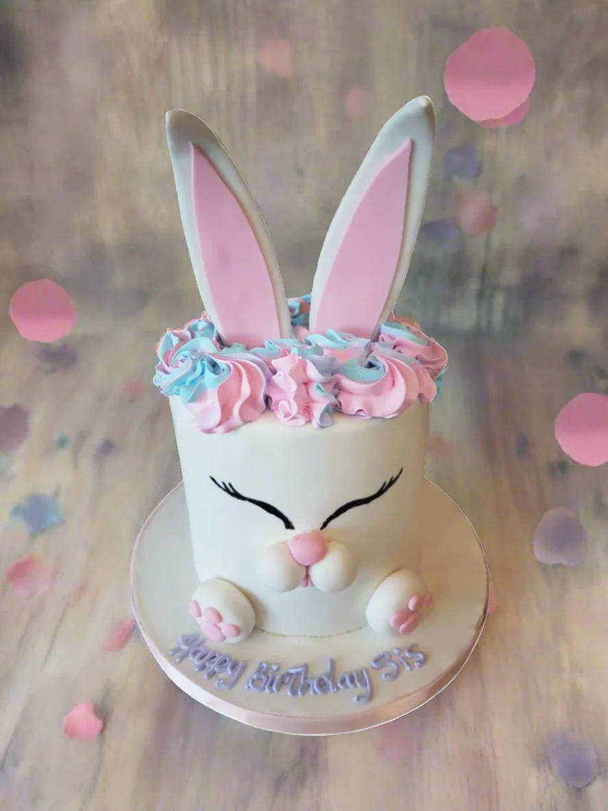 Bunny Fondant Birthday Cake - Image 2
