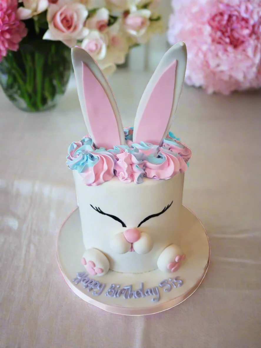 Bunny Fondant Birthday Cake - Image 3
