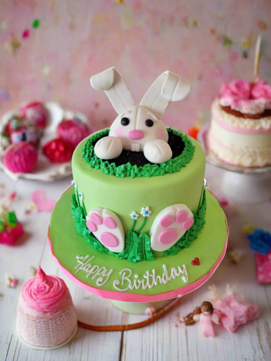 Bunny Garden Fondant Cake - Image 3