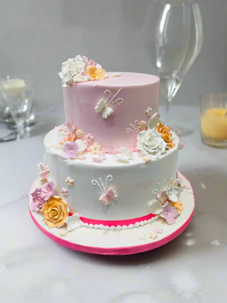 Butterfly Garden Tiered Cream Cake - Image 4