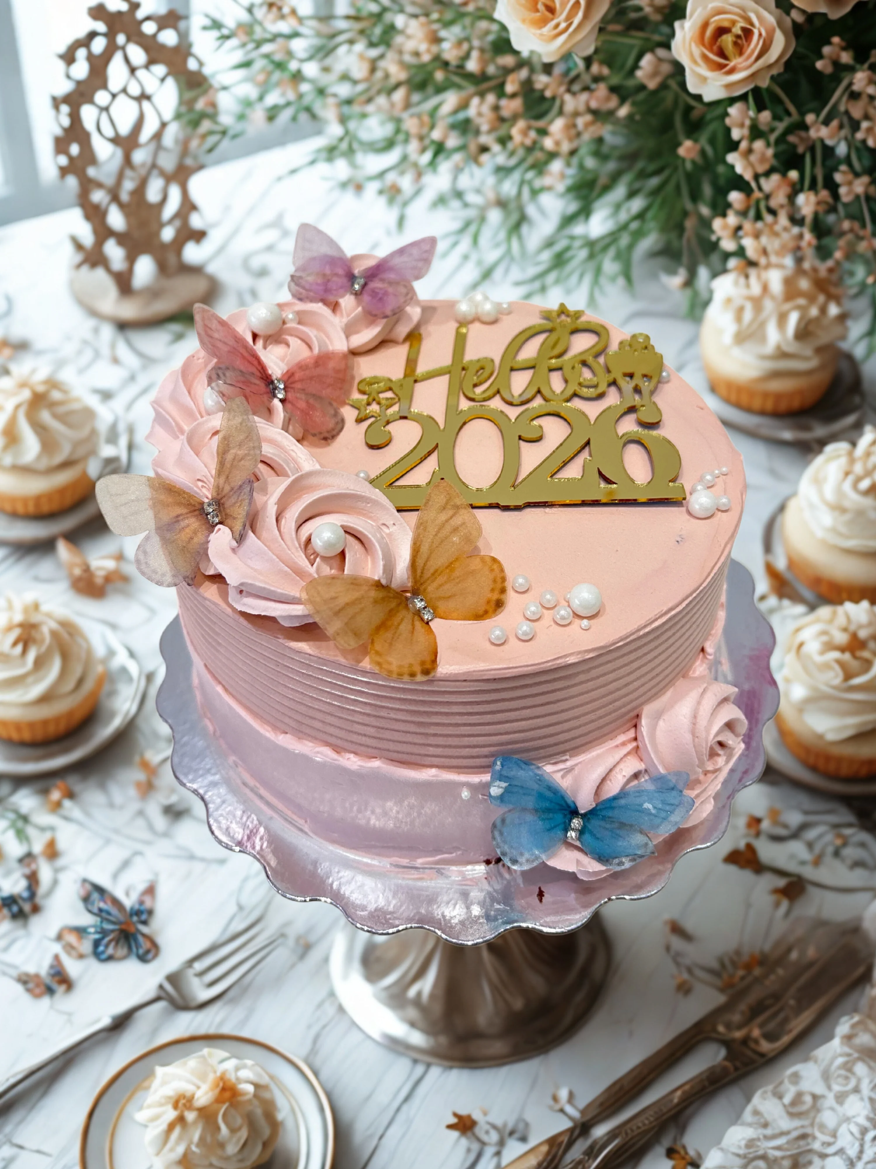Butterfly New Years Cake - Image 3