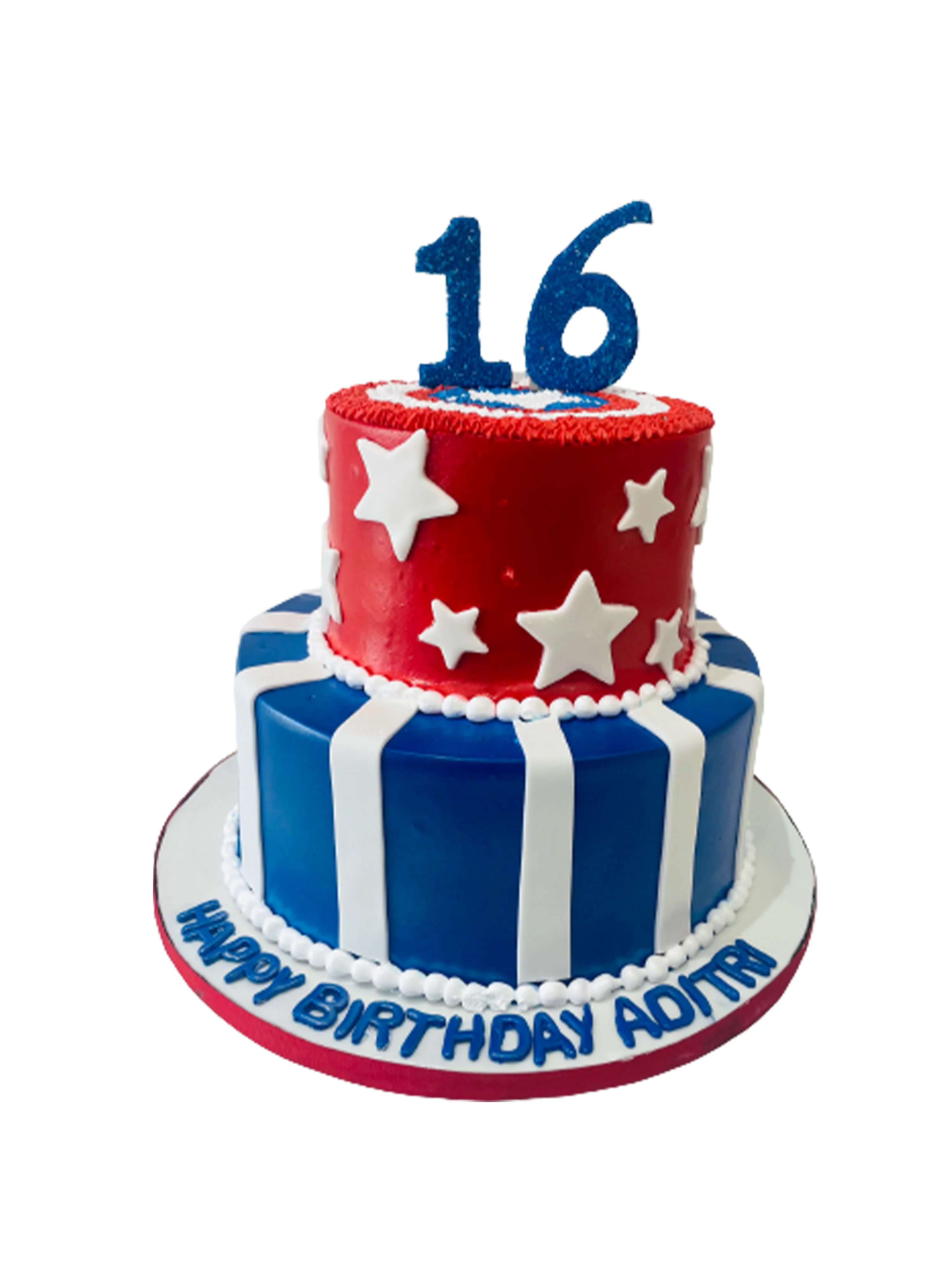Captain America Cream Tiered Cake