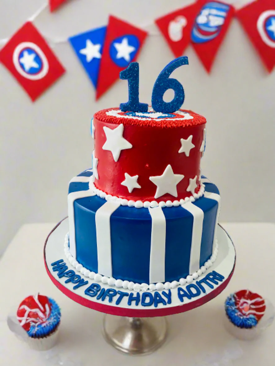 Captain America Cream Tiered Cake - Image 2