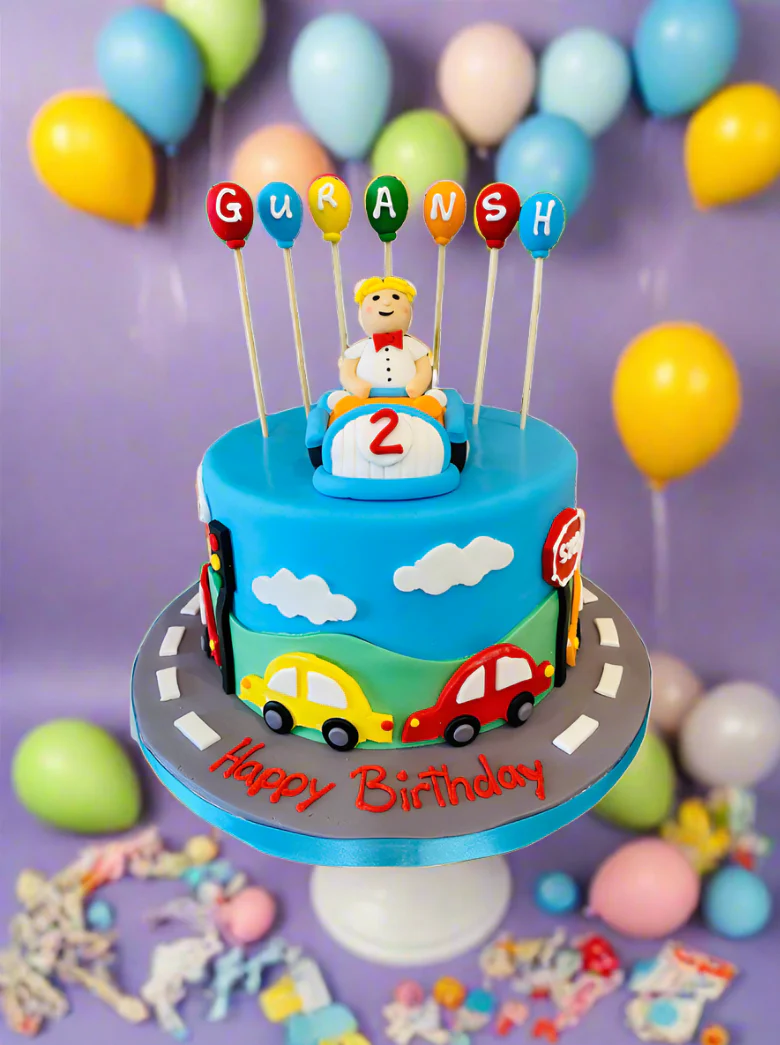 Car Fondant Birthday Cake - Image 3
