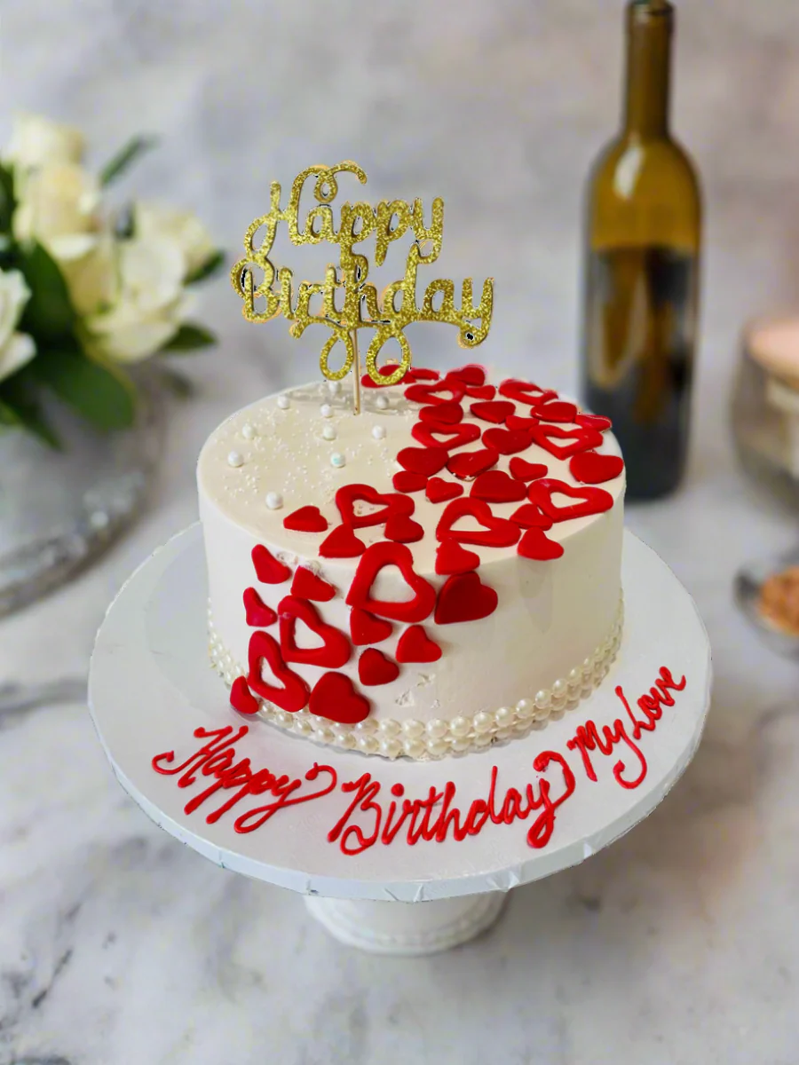 Cascading Hearts Cream Cake - Image 2