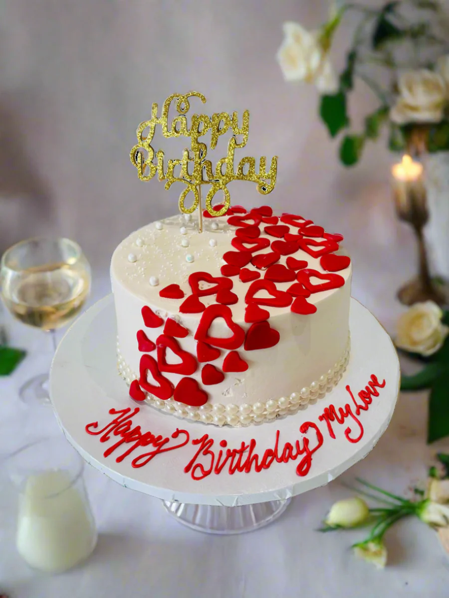 Cascading Hearts Cream Cake - Image 5