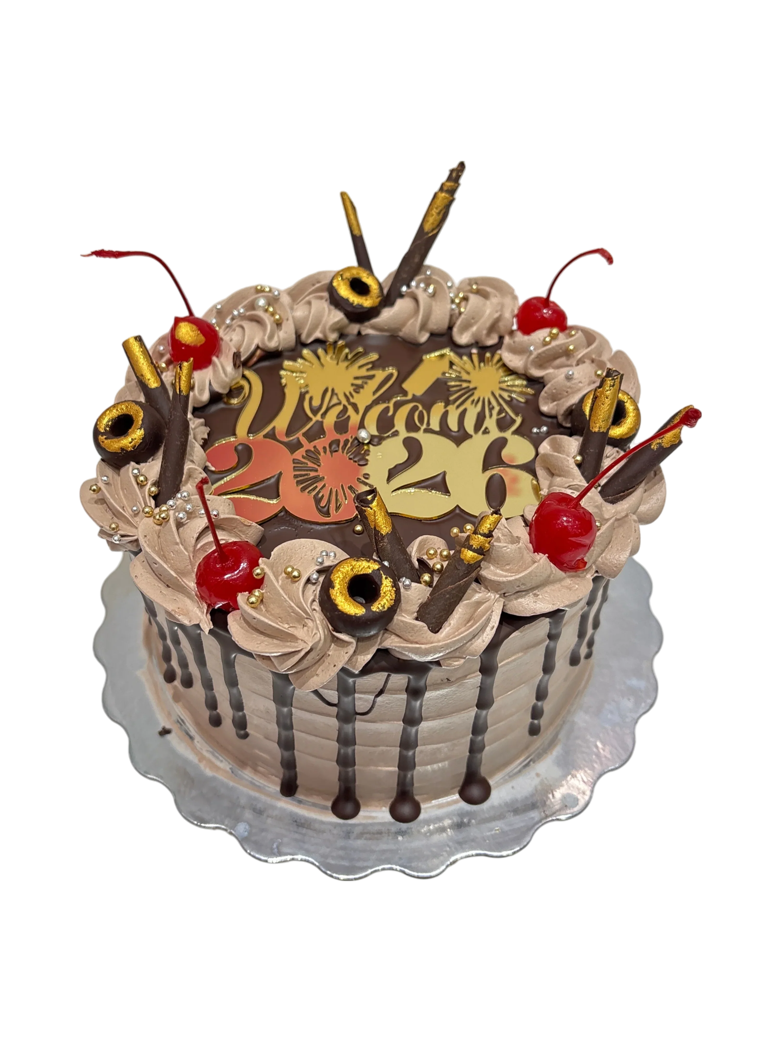 Cherry Gold New Year Cake