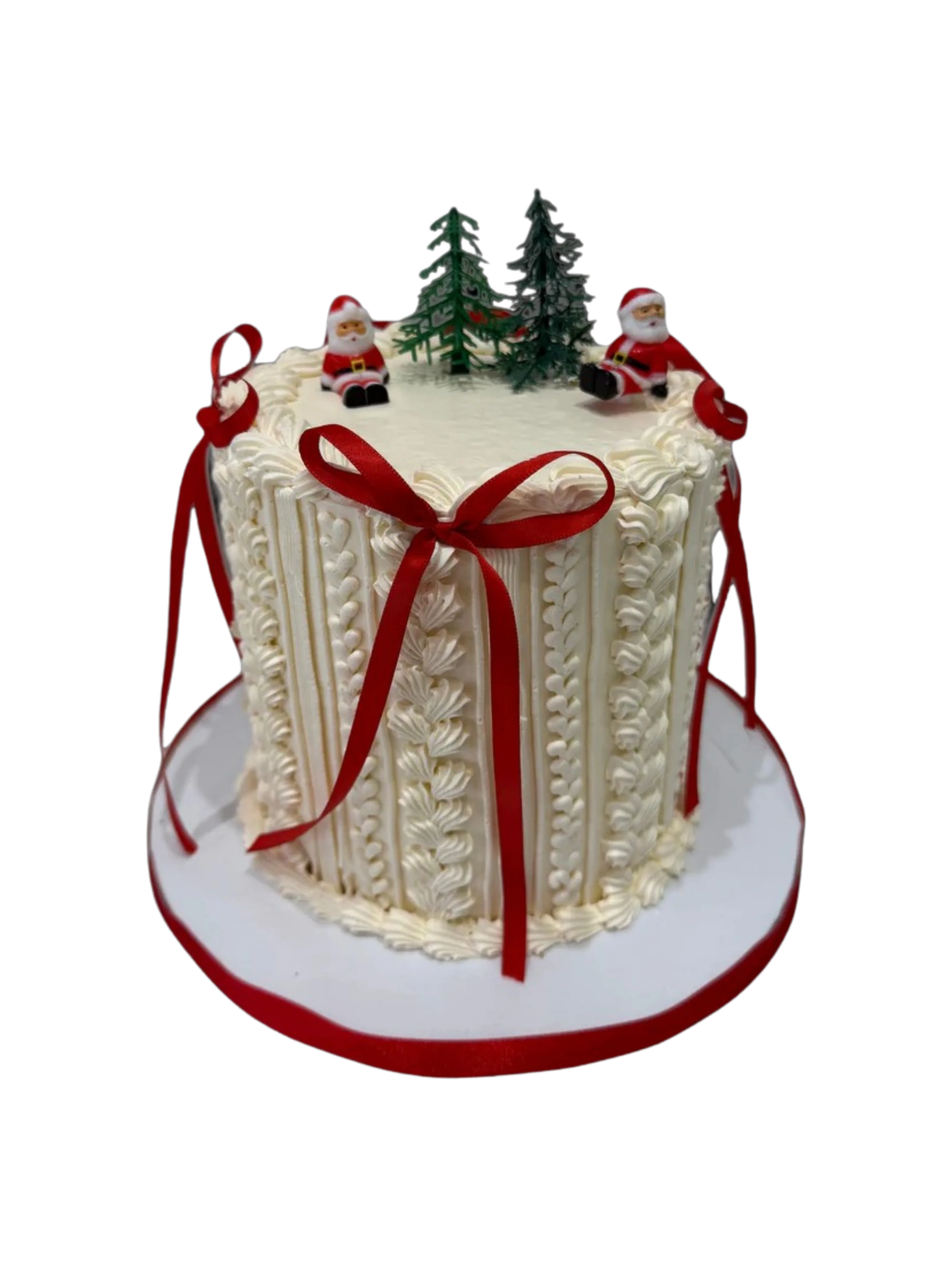 Christmas Red Bow Cream Cake