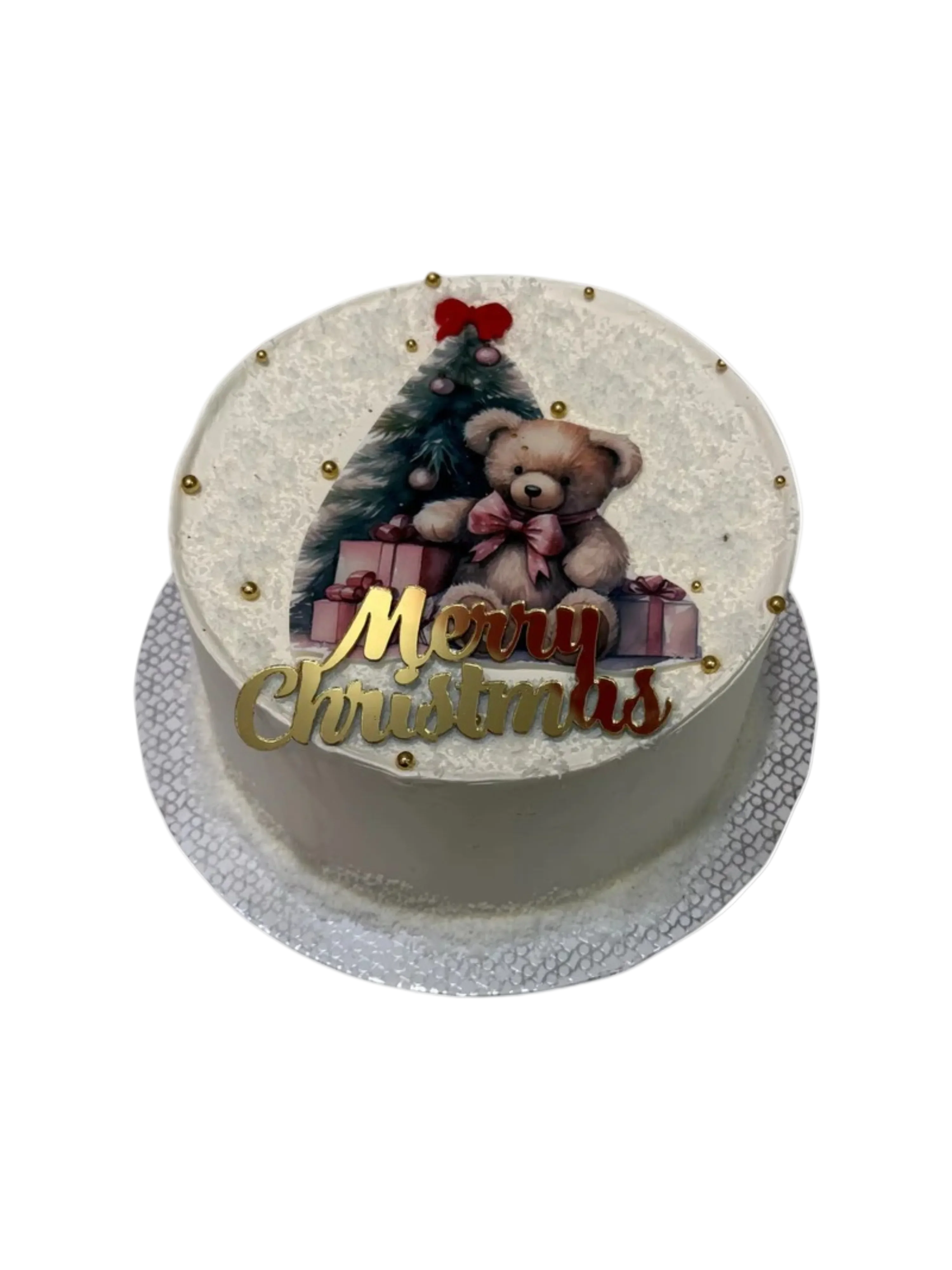 Christmas Tree Teddy Cream Cake