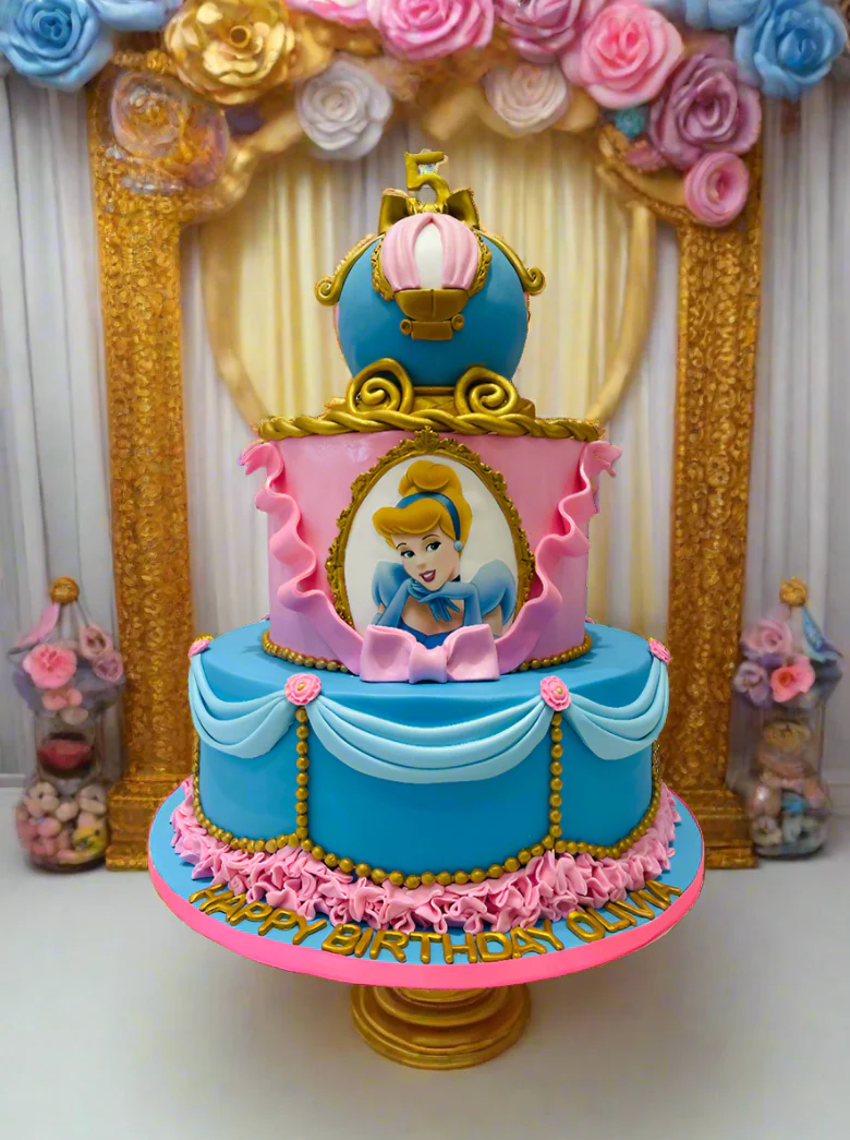 Cinderella Princess Fondant Tiered Cake - Image 2