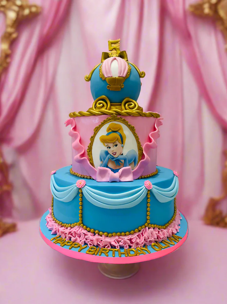 Cinderella Princess Fondant Tiered Cake - Image 4