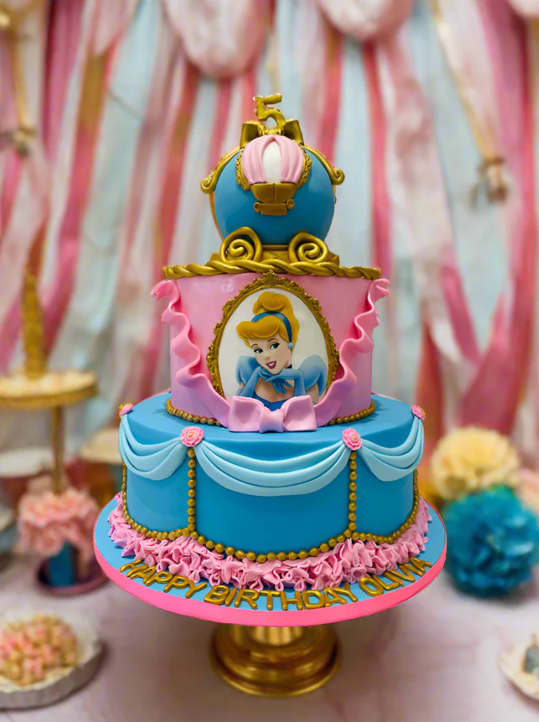 Cinderella Princess Fondant Tiered Cake - Image 5