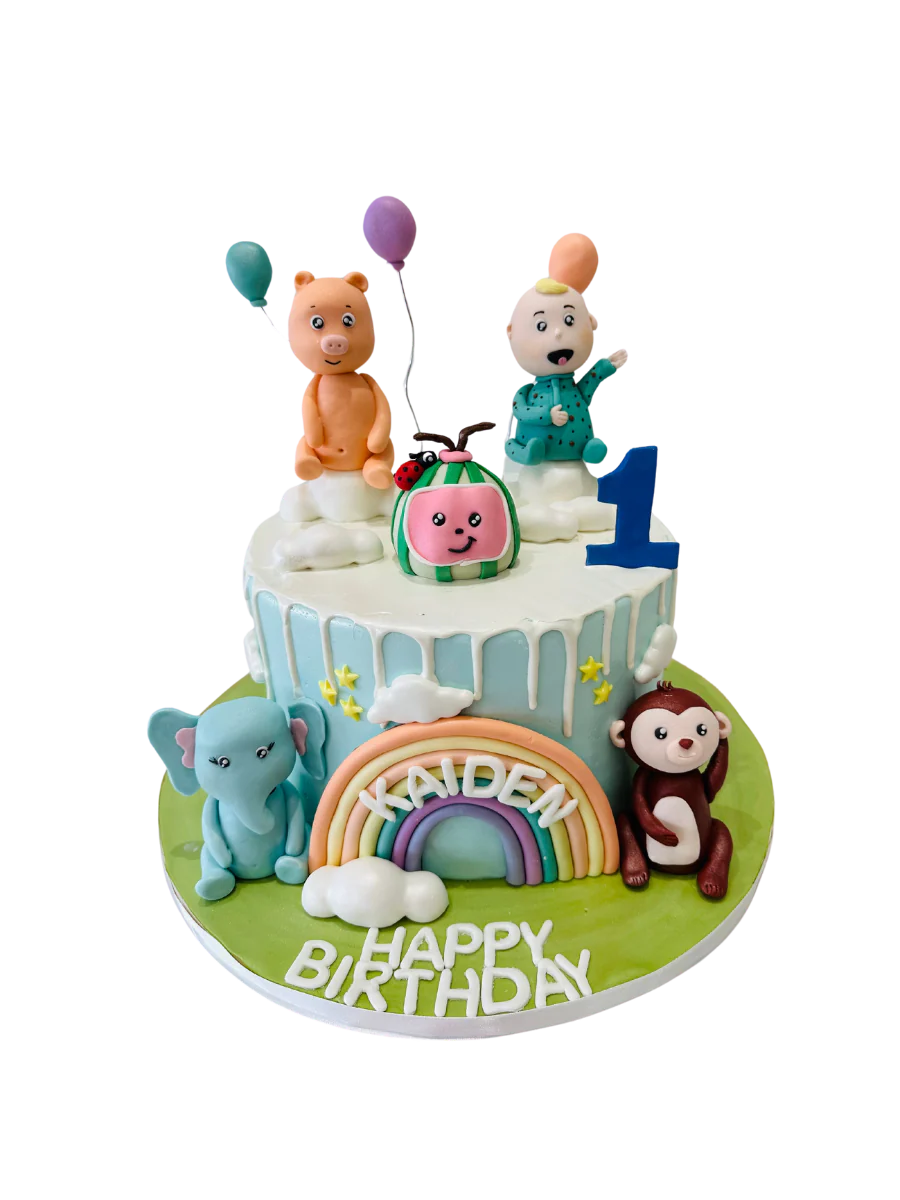 Cocomelon Characters Fondant Cake