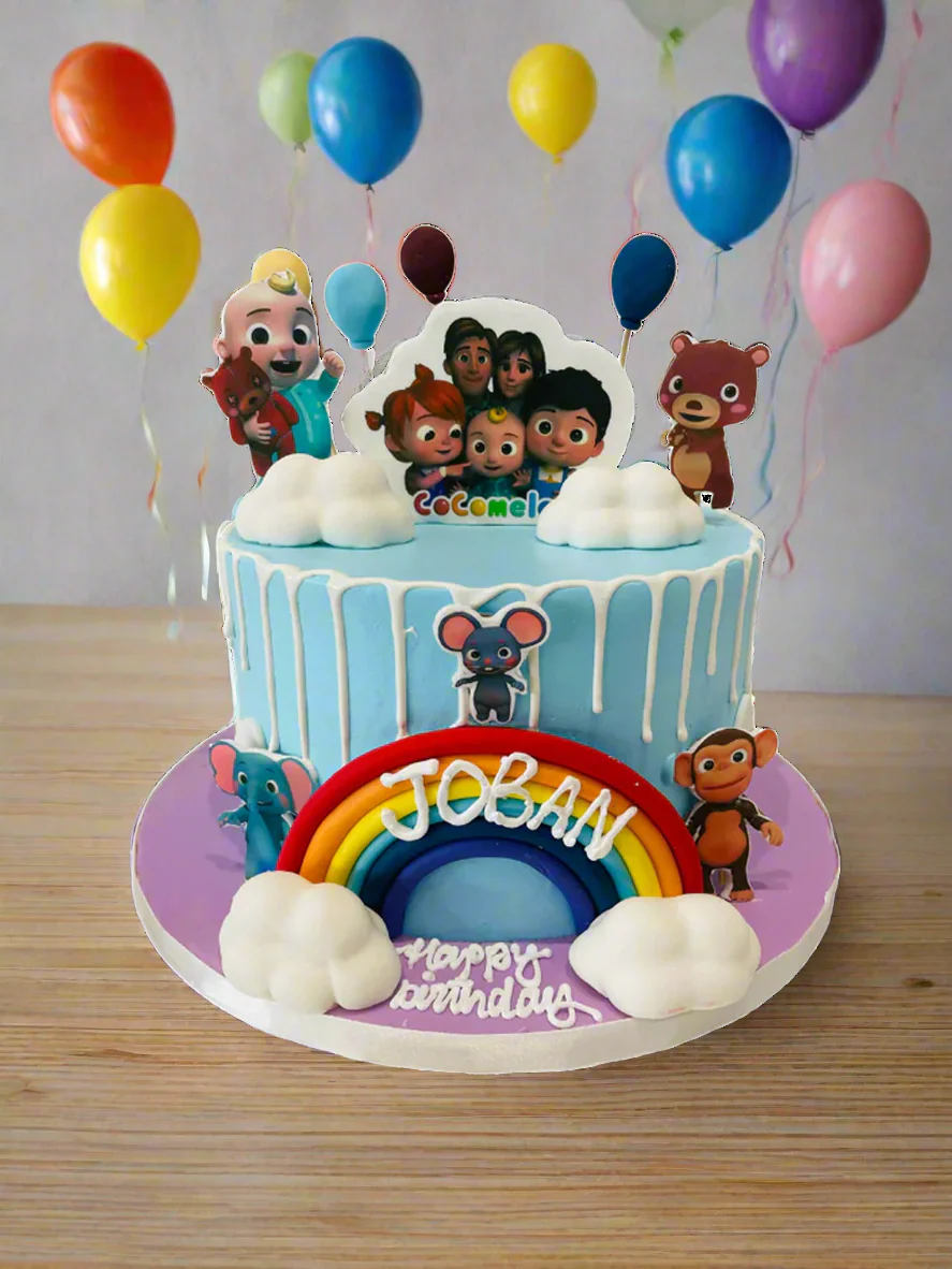 Cocomelon & Rainbow Cream Cake - Image 2