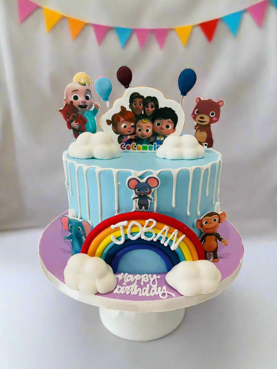 Cocomelon & Rainbow Cream Cake - Image 3