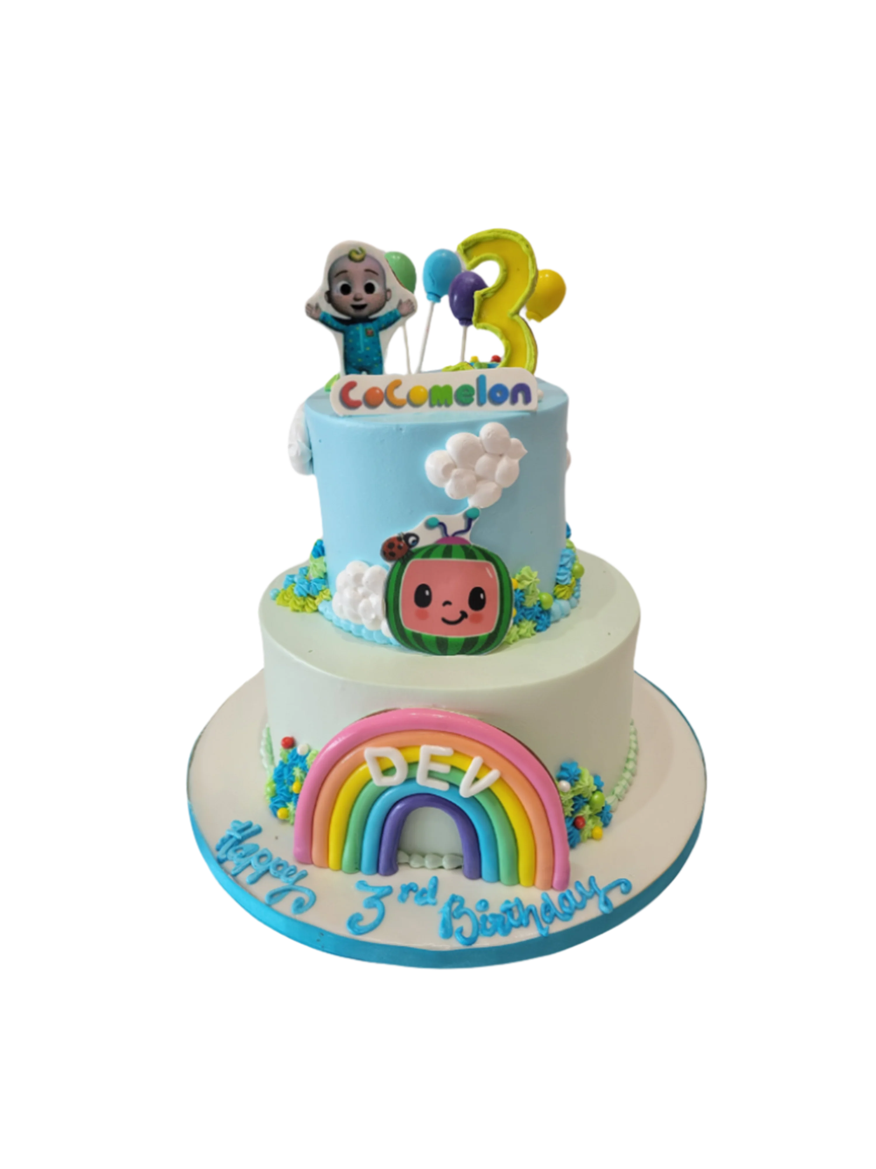 Cocomelon Tiered Cream Cake