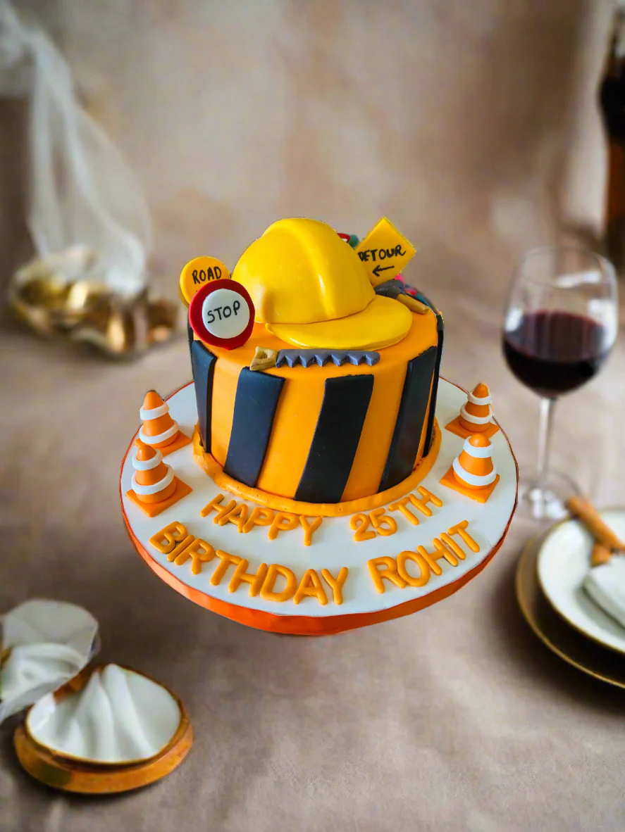 Construction Theme Fondant Cake - Image 3