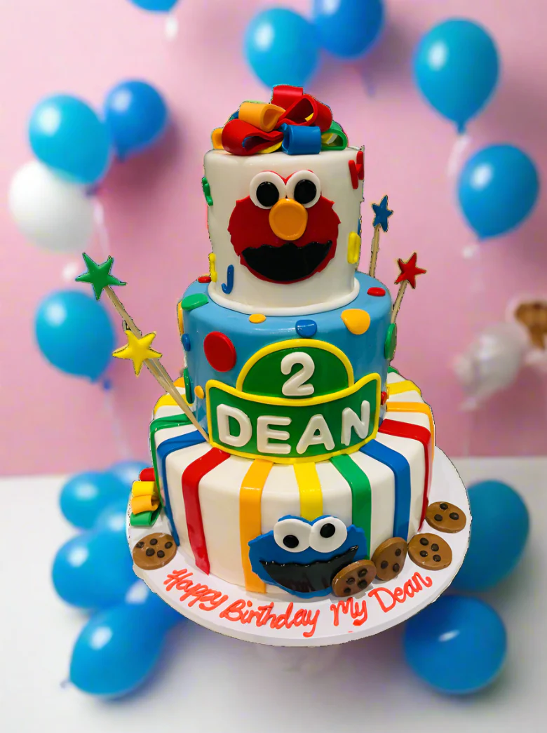Cookie Monster Fondant Tiered Cake - Image 5