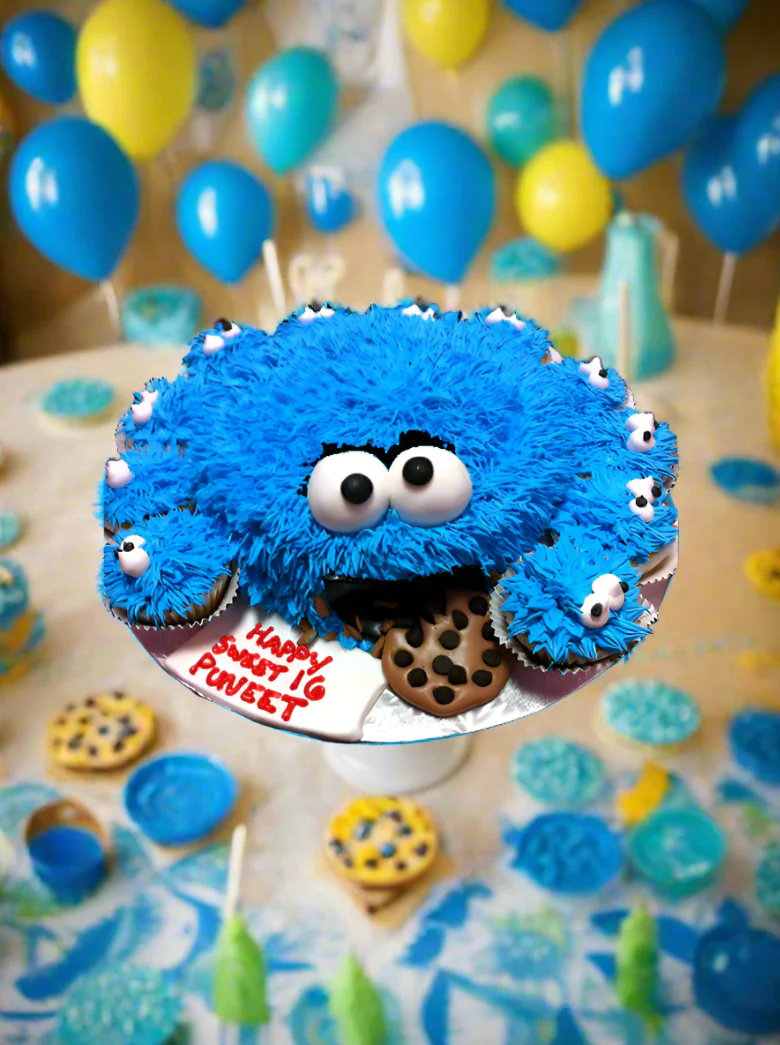 Cookie Monster Theme Cake & Cupcakes - Image 5