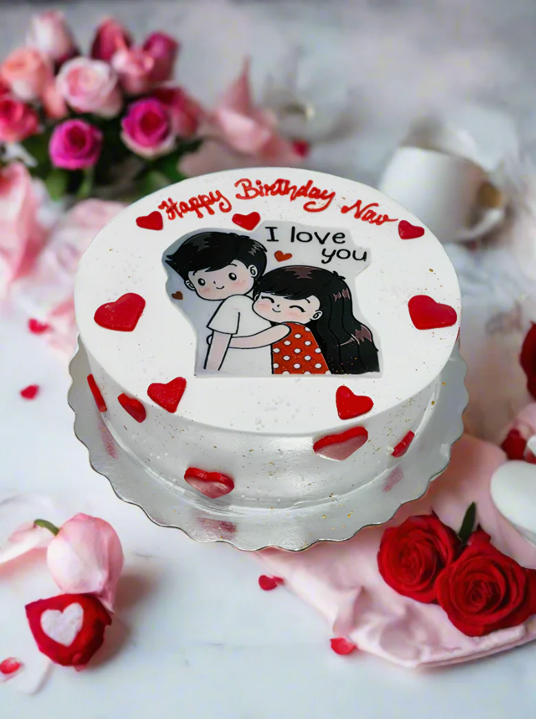 Couple Cream Photo Cake - Image 5